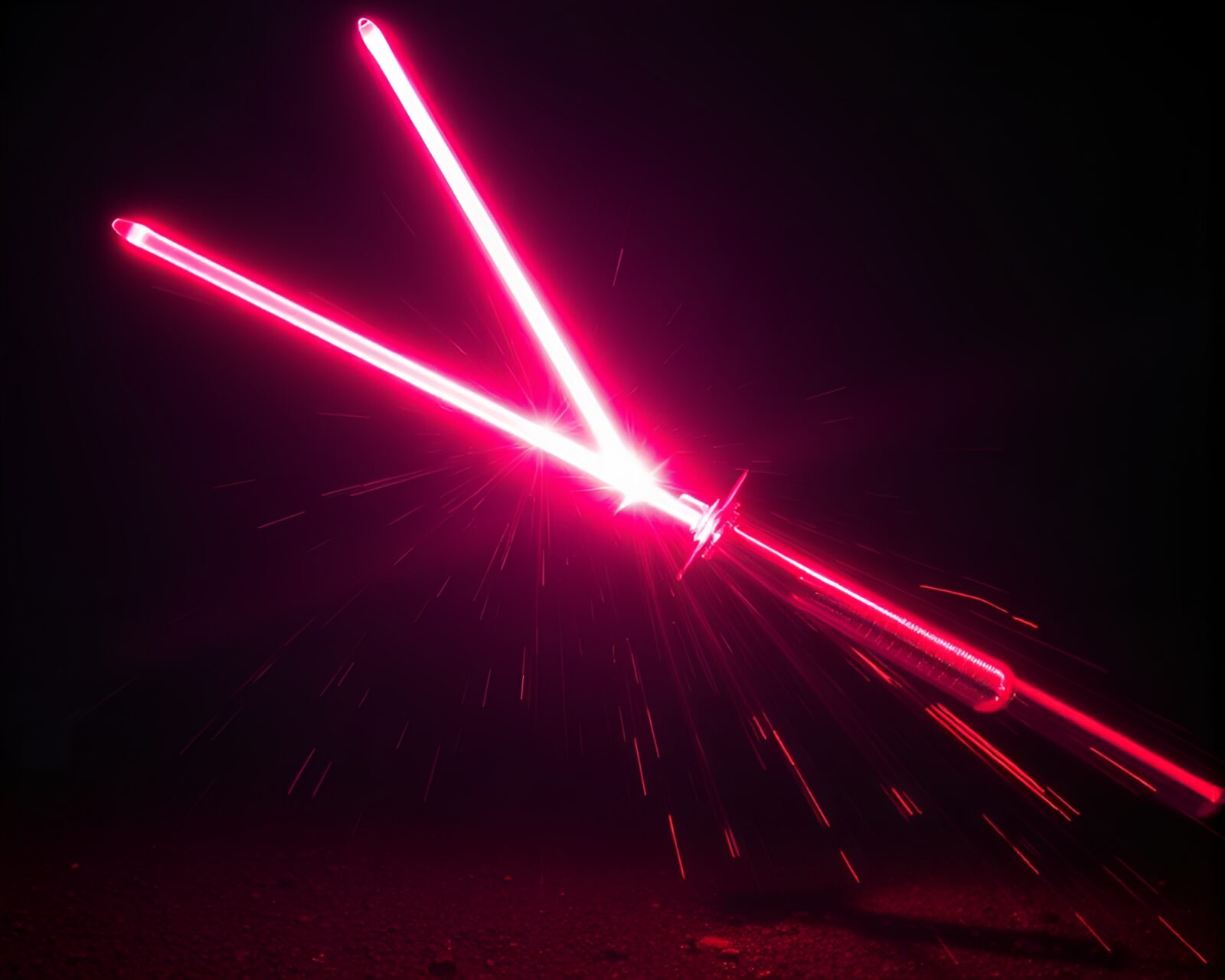 Vibrant laser sword double exposure in stop-motion still