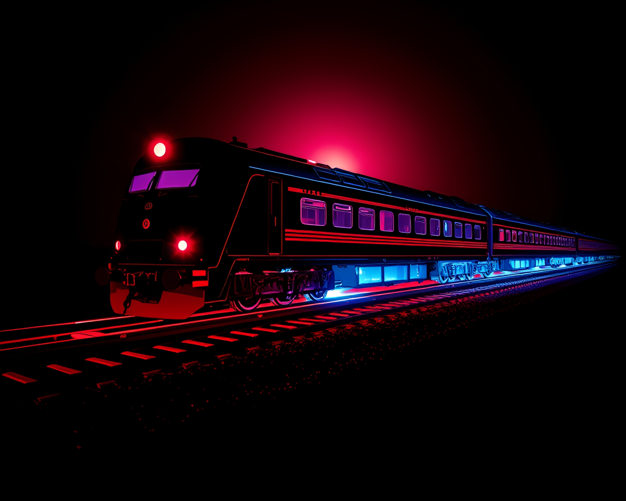 Prism Refraction Magnetic Levitation Train Silhouette – free AI stock image