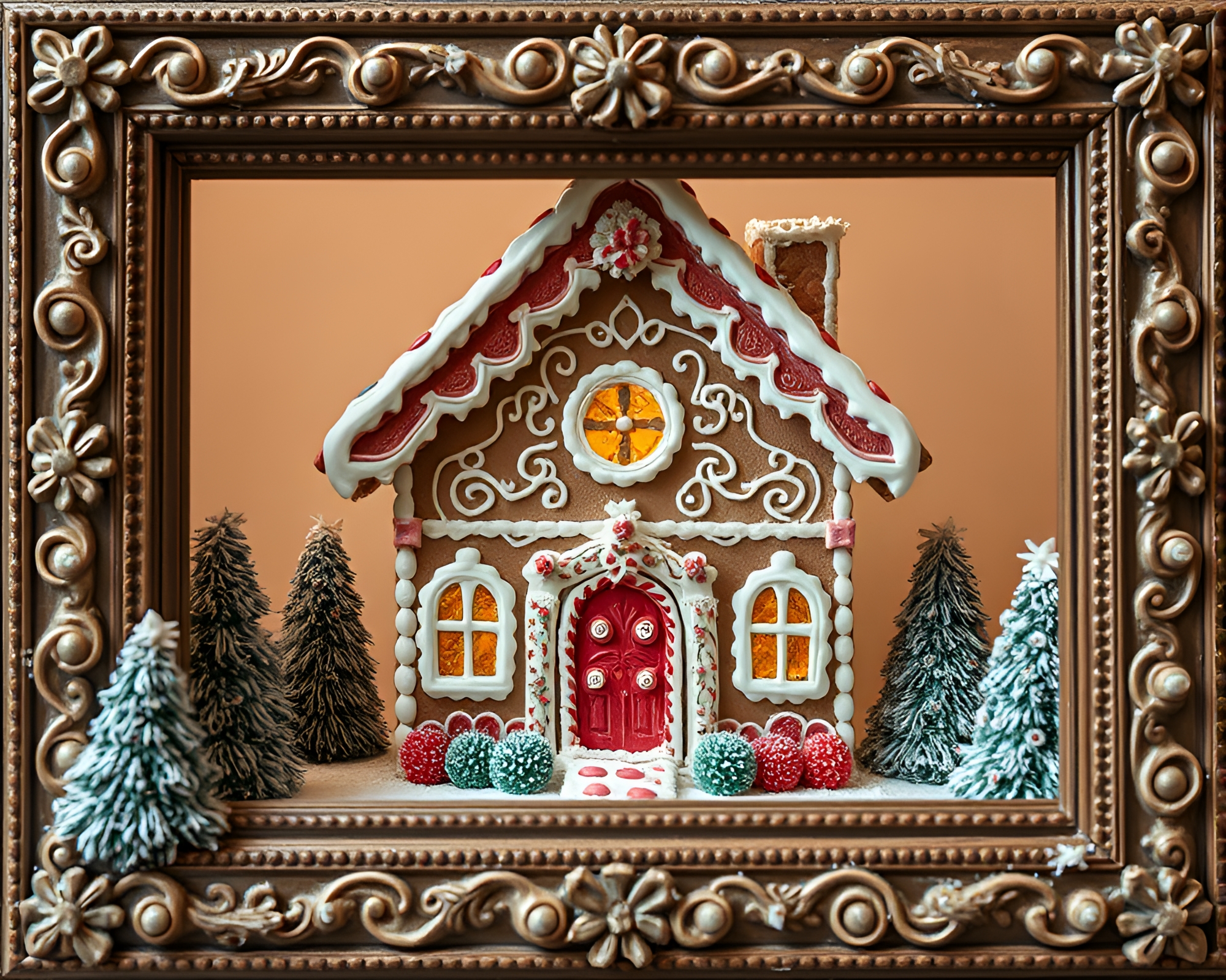 Gingerbread Fantasy: Frame Within Frame – free AI stock image