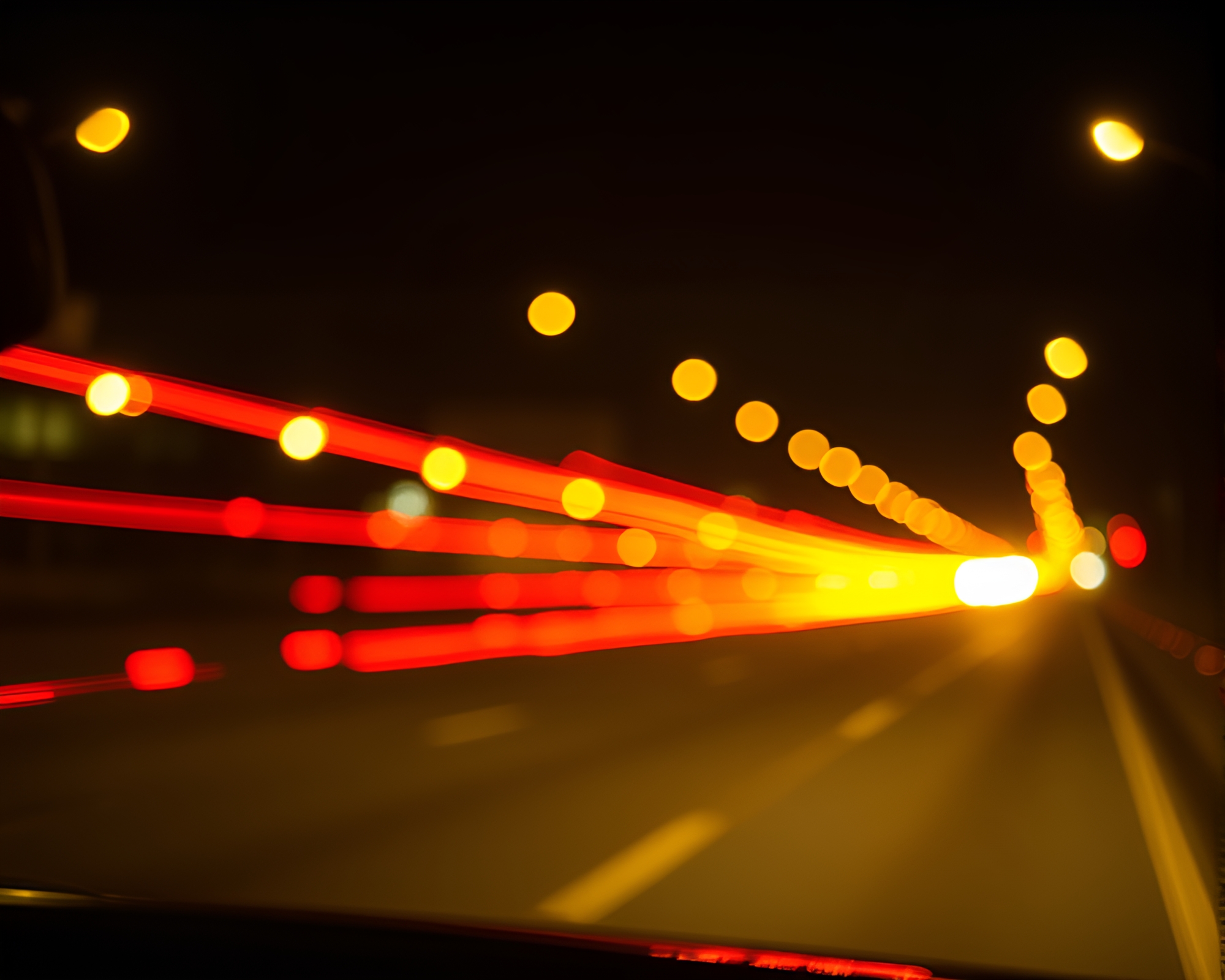 Pizza Slice Illuminated by Car Light Trails – free AI stock image