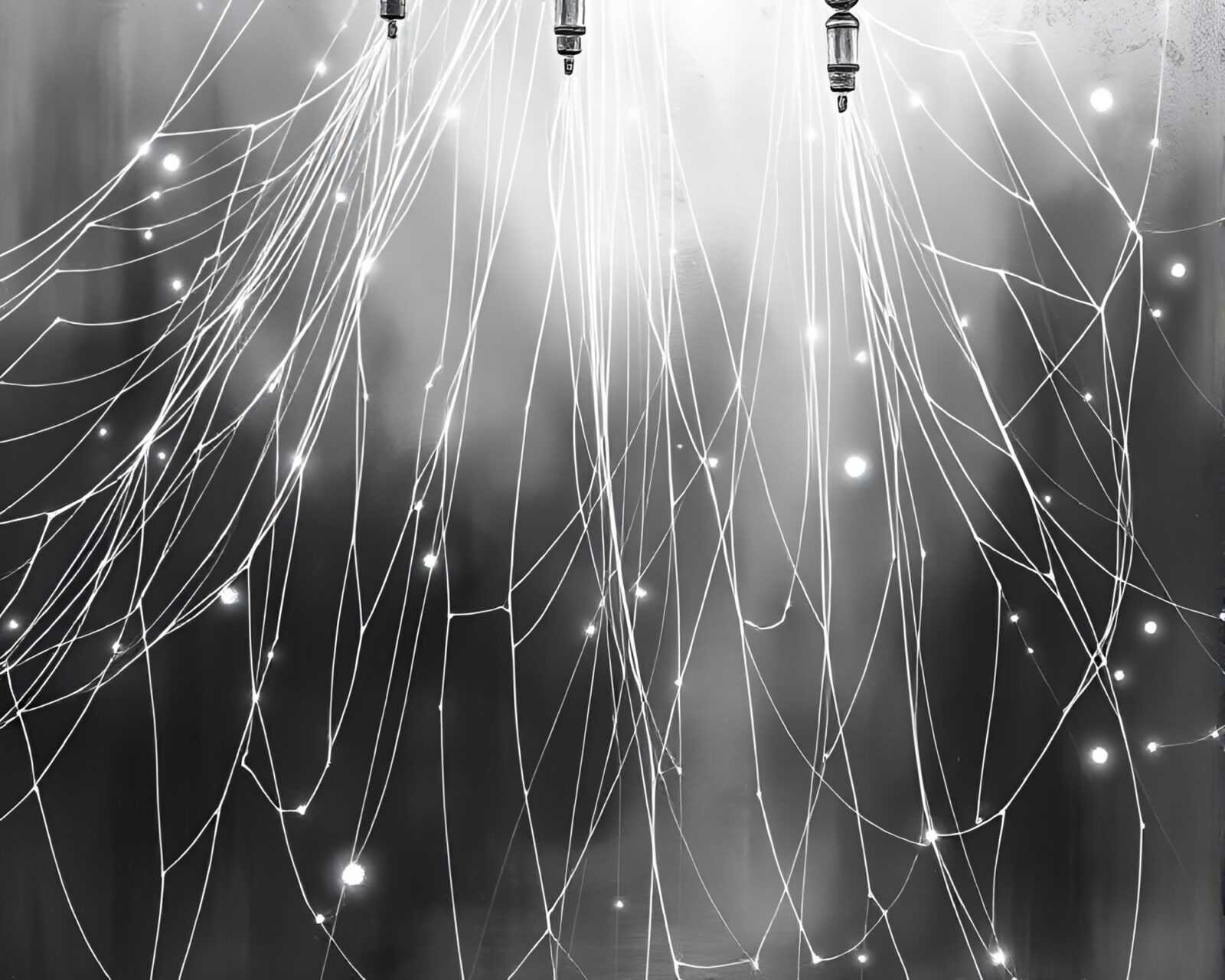 Ethereal lamp glowing in intricate cobweb strands