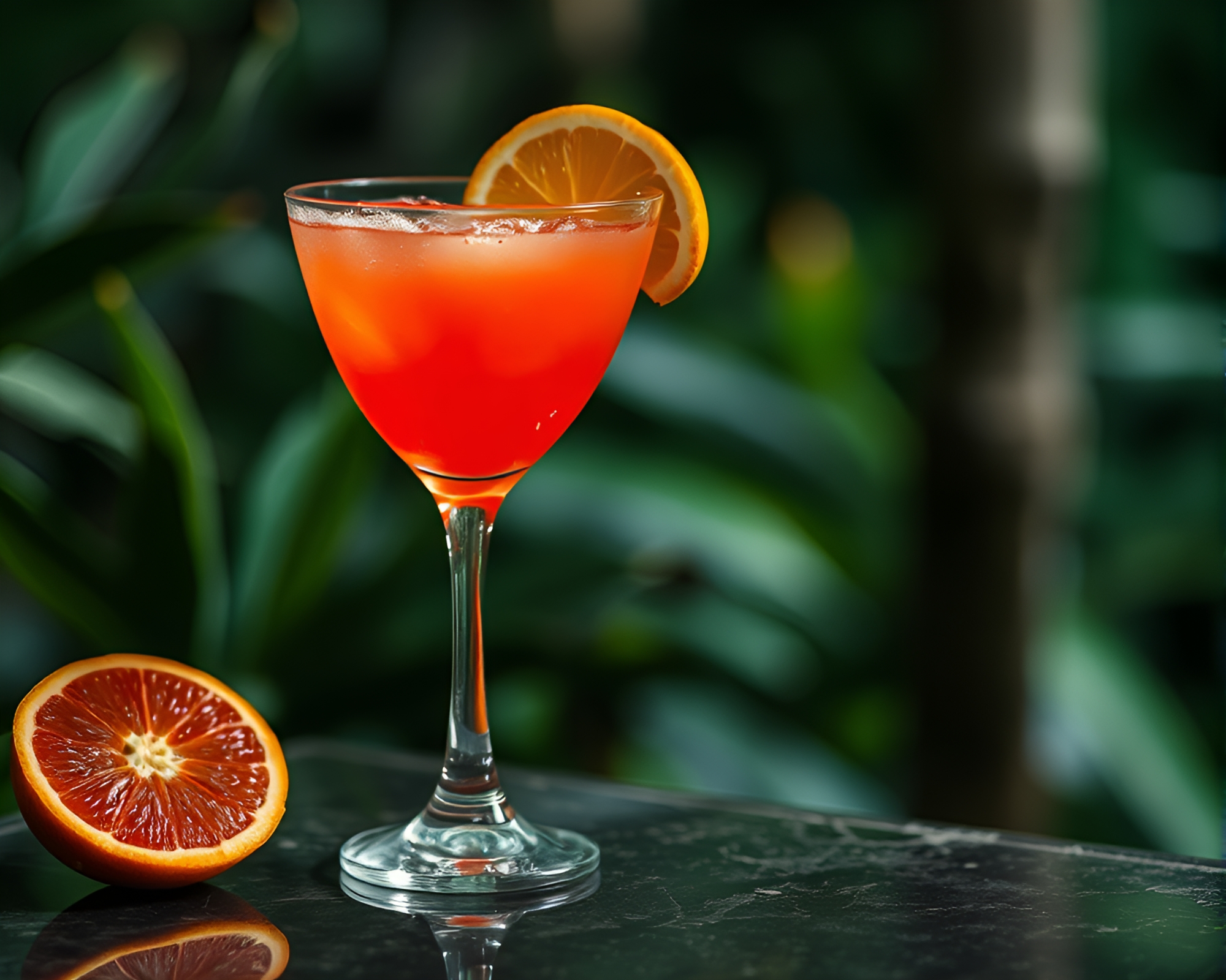 Blood Orange Cocktail in Rainforest Lithography – free AI stock image