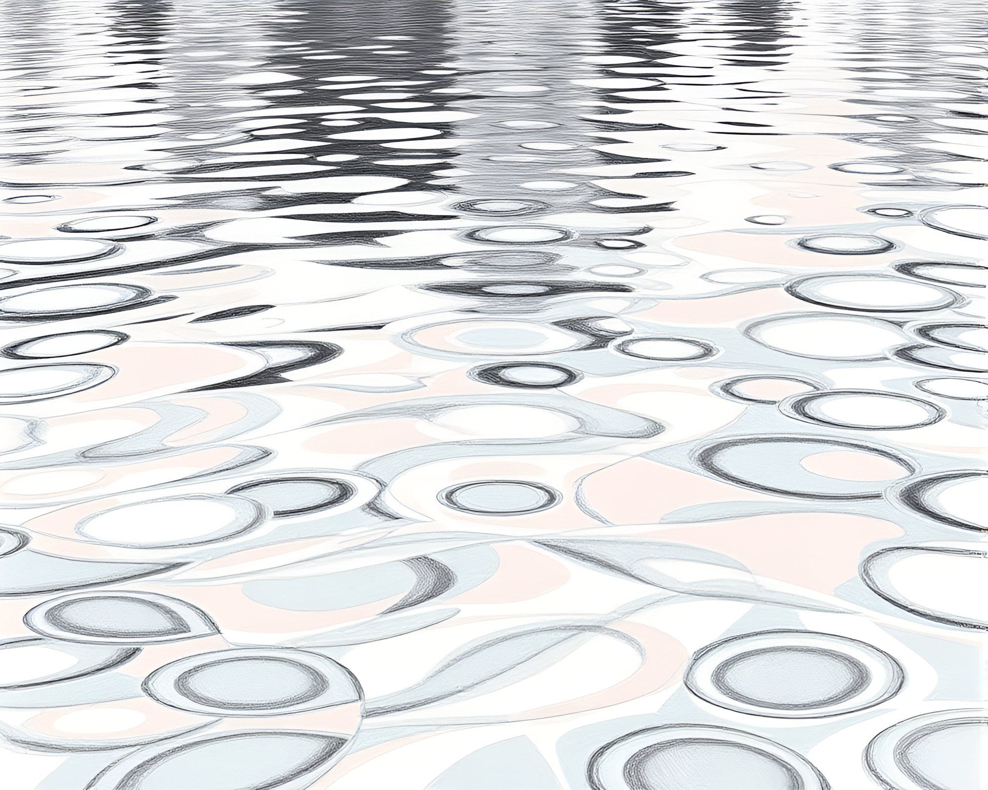 Tessellated Water Ripples in Pastel Sketch – free AI stock image