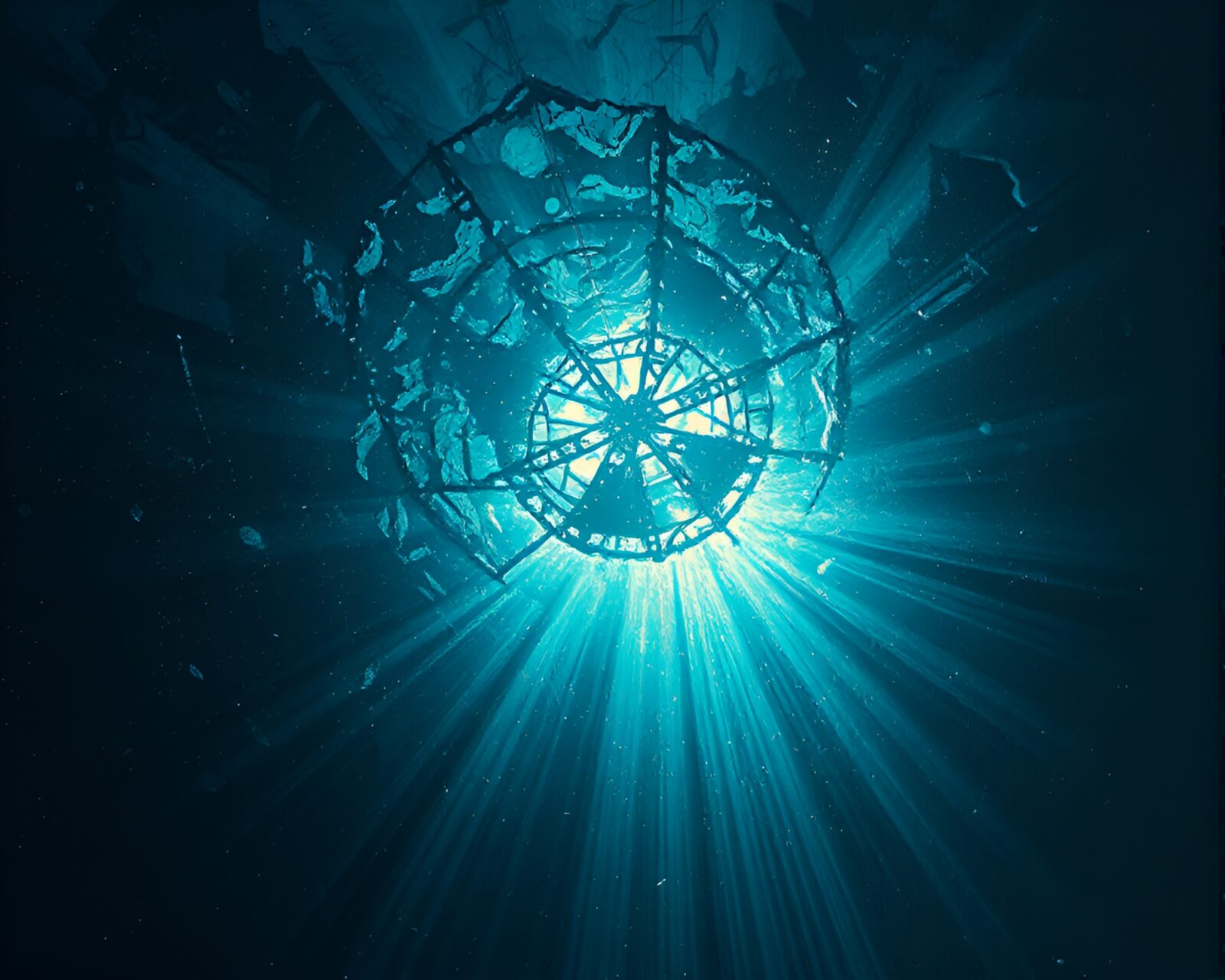 Impasto style image of laser beams in underwater noir