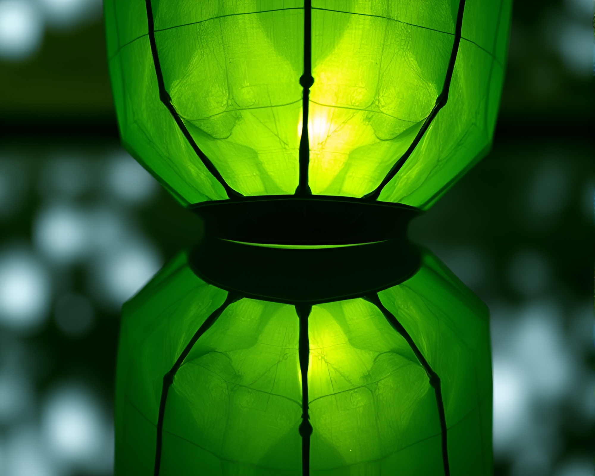Fantasy Forest Lantern Reflection Origami Art – free AI stock image