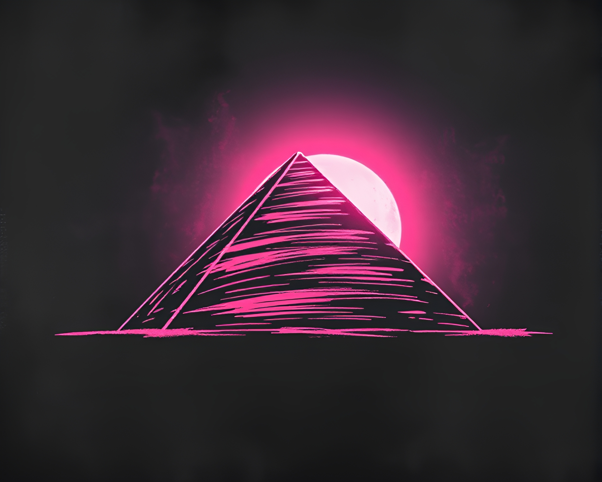 Chalkboard Pyramid Aglow at Sunrise Line Art – free AI stock image
