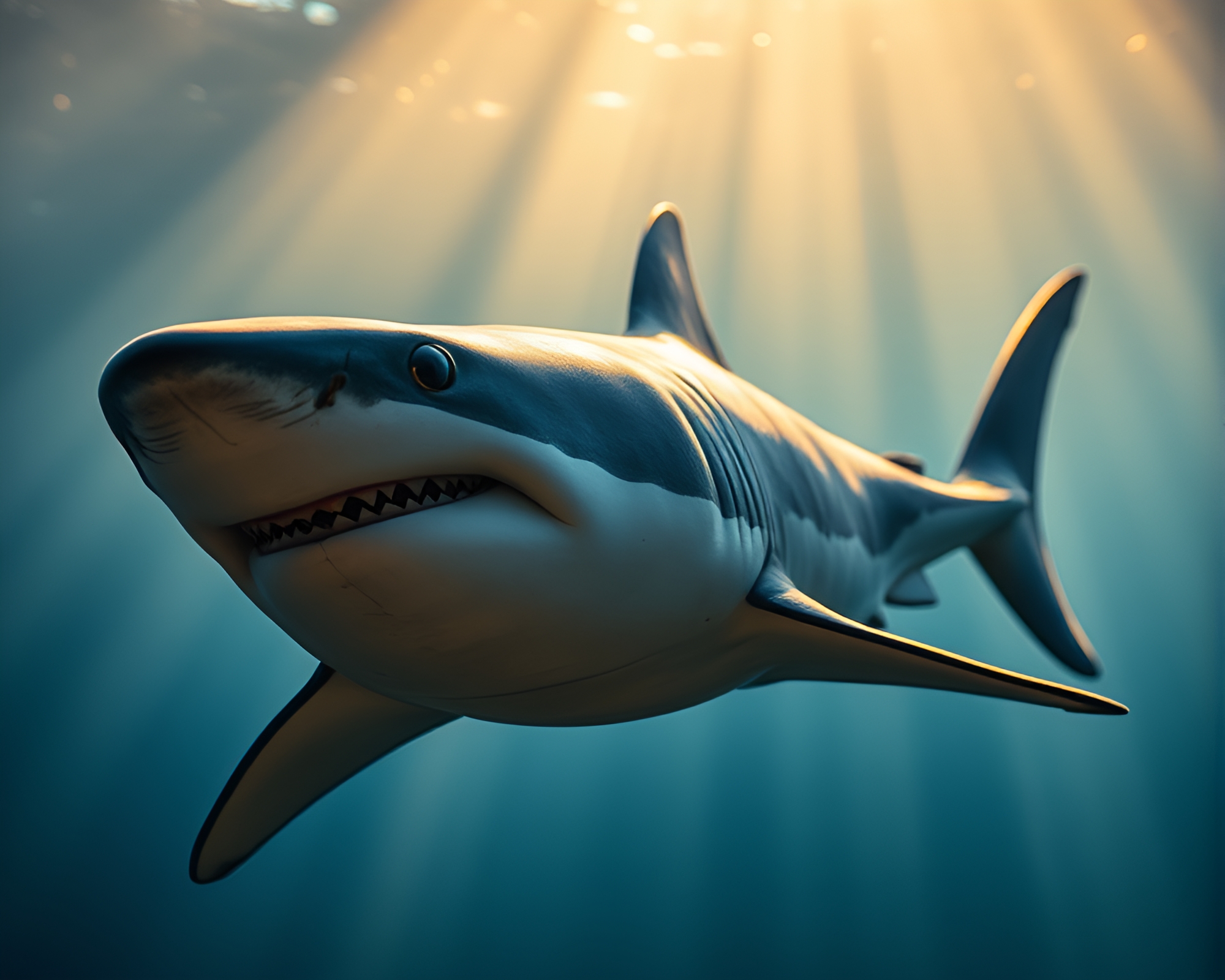 Morning Glow: Shark Silhouette Vignette – free AI stock image