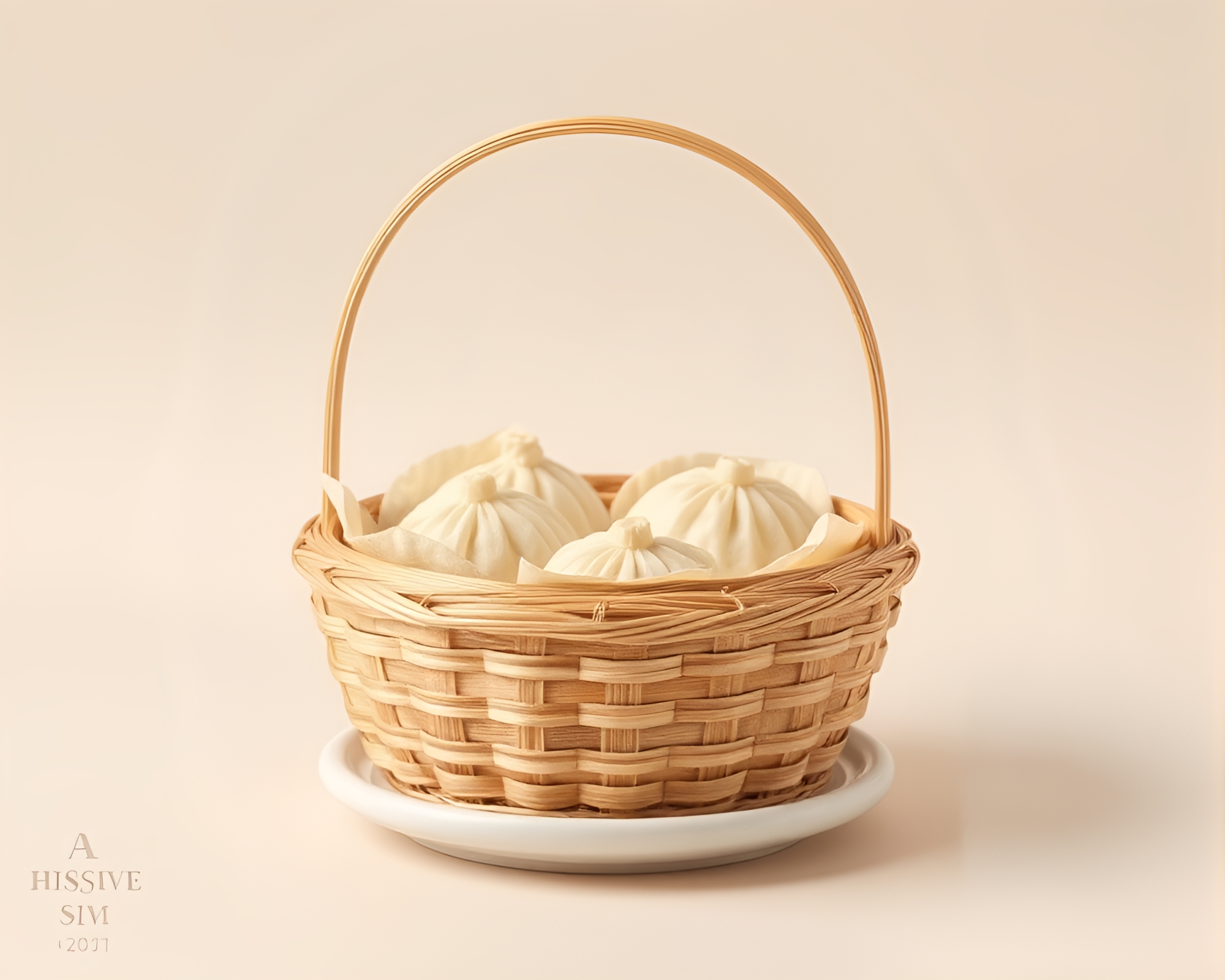 Minimalist Dim Sum Basket Still Life Composition – free AI stock image