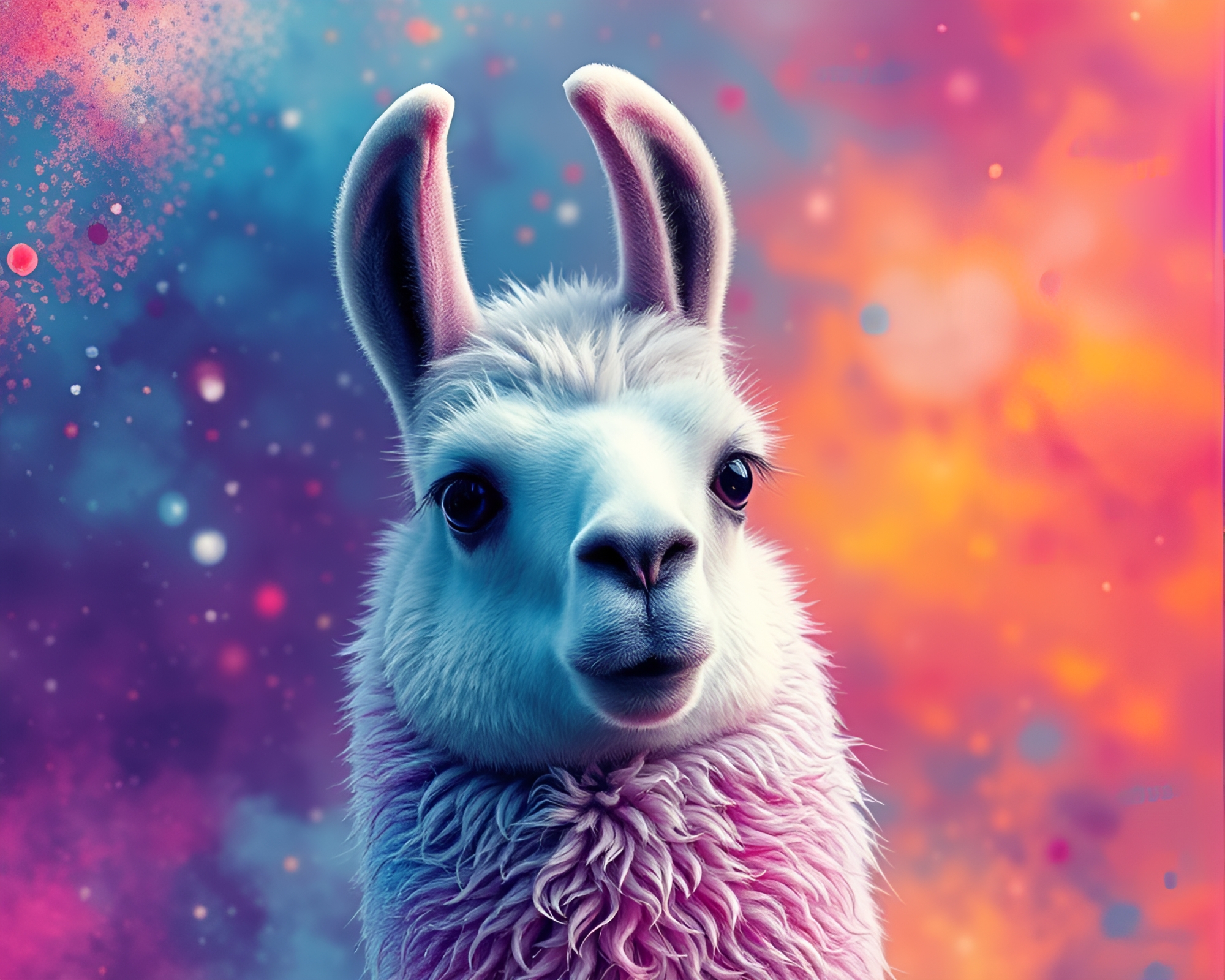 Cosmic Llama in Vibrant Color Splash – free AI stock image