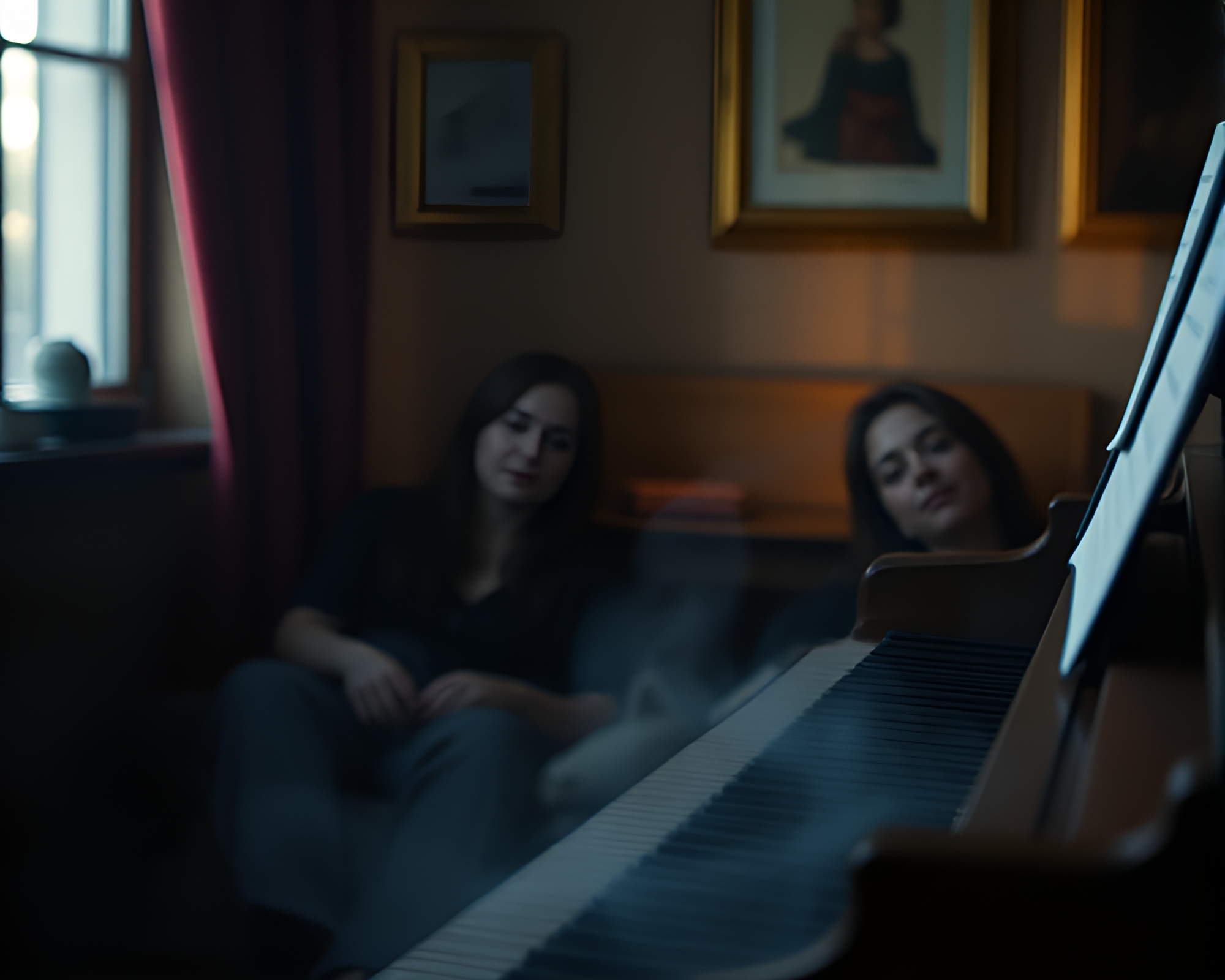 Serene Piano Moment in Misty Cinemagraph – free AI stock image