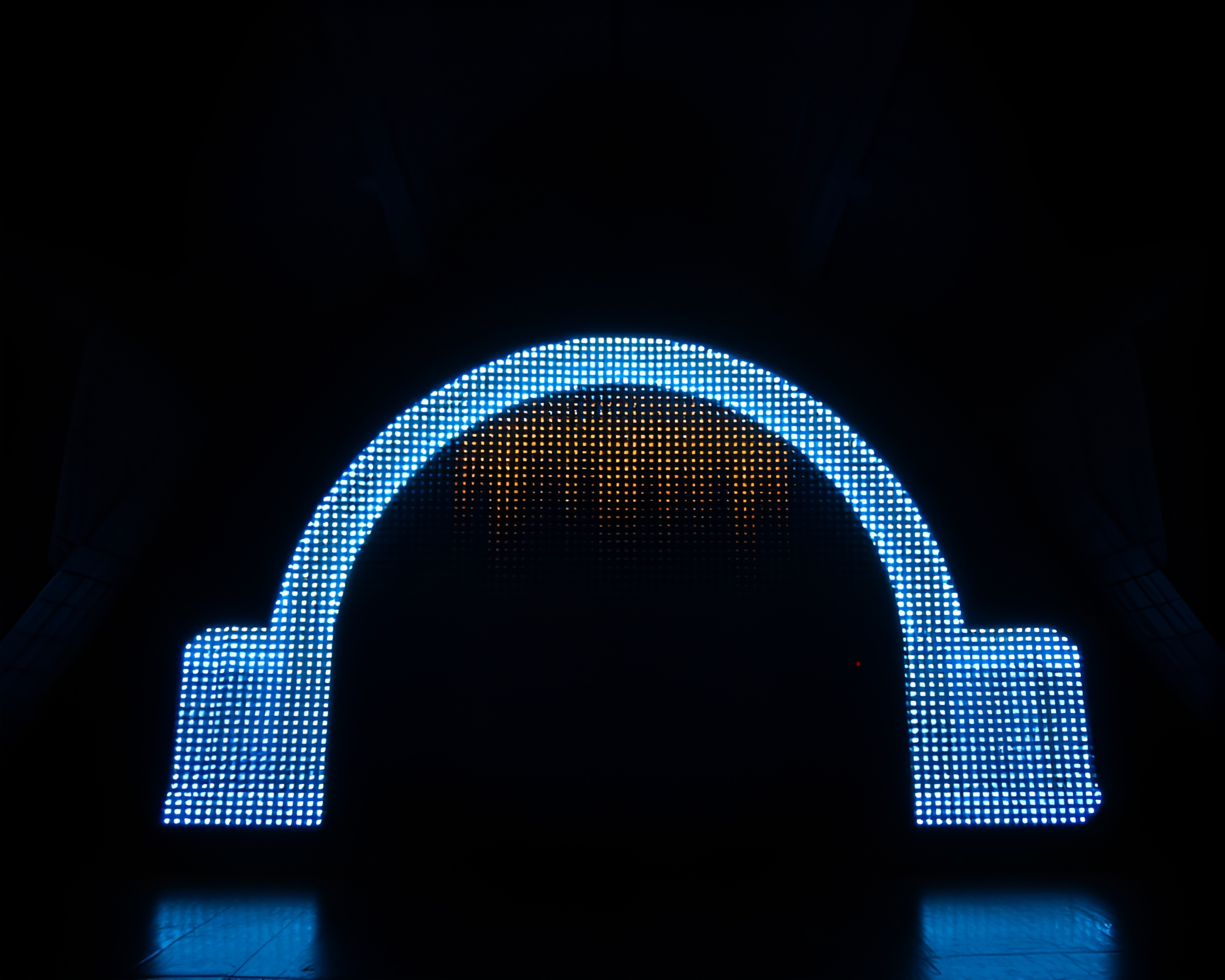 LED Arch Bridge in Attic Shadow Screen Print – free AI stock image