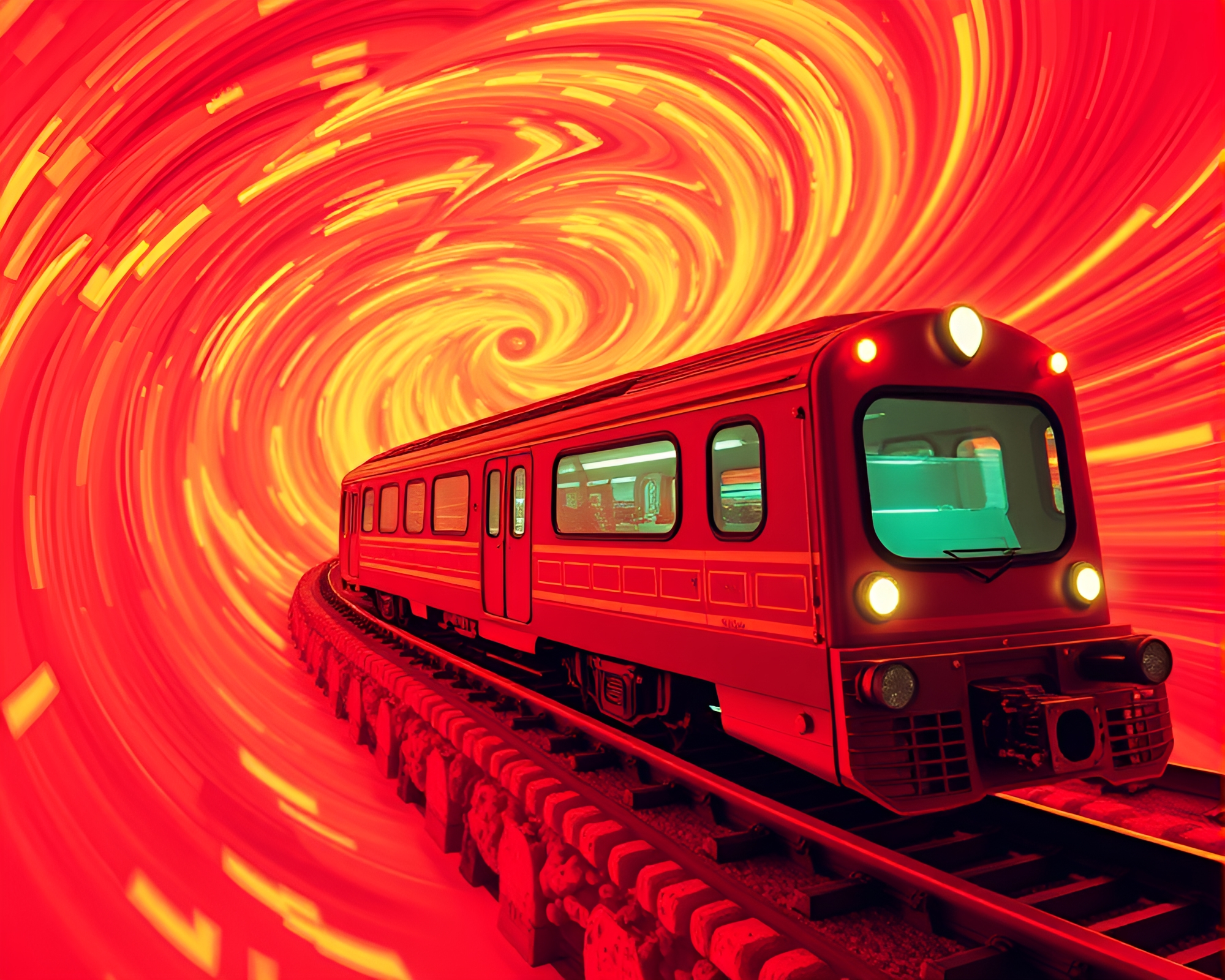 Swirling Vortex Magnetic Levitation Train – free AI stock image