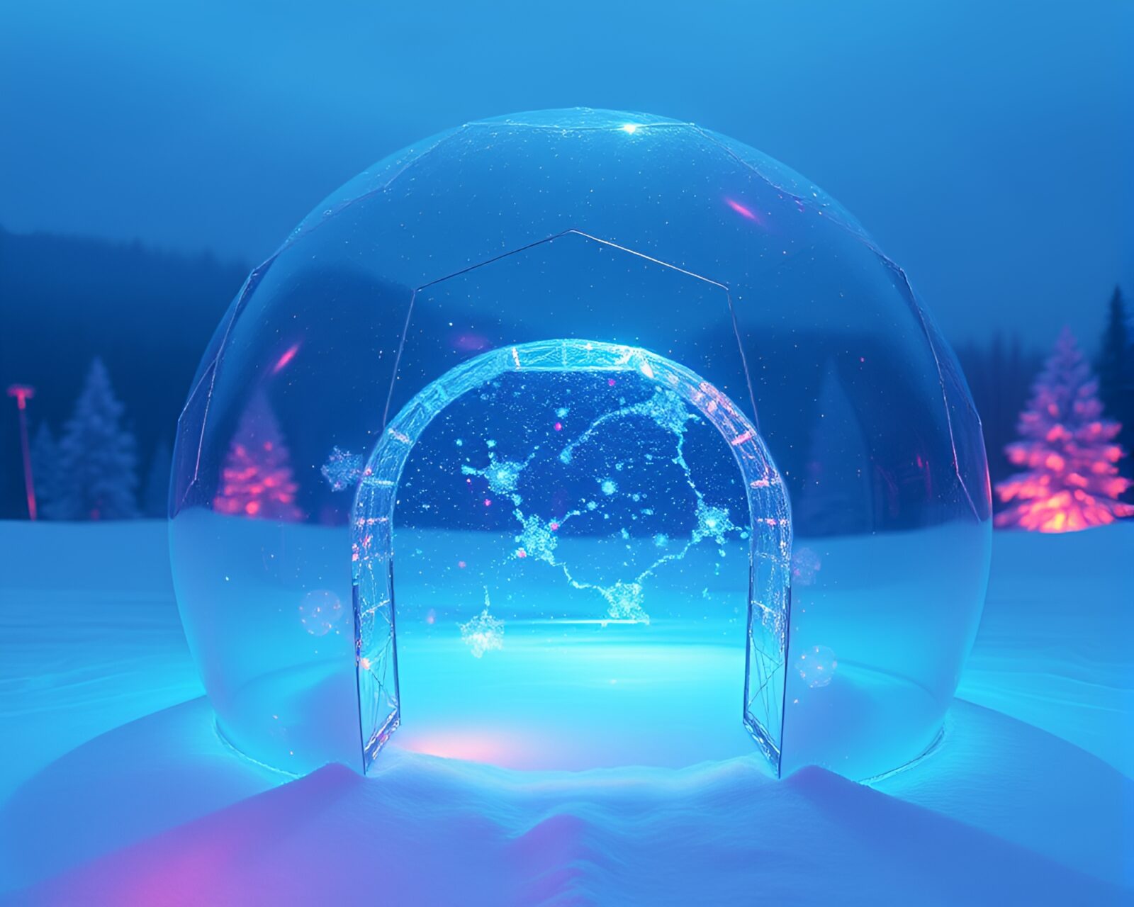 Thermal imaging of glass igloo in fractal overlay