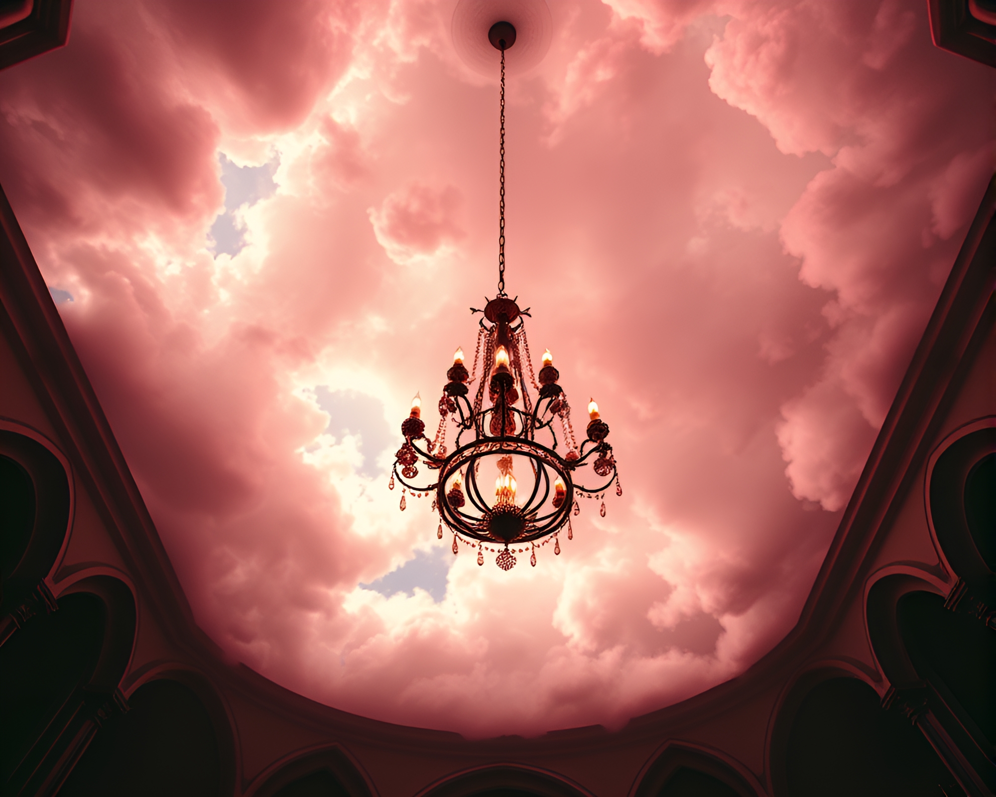 Ethereal Gothic Chandelier in 3D Cloud Formation – free AI stock image