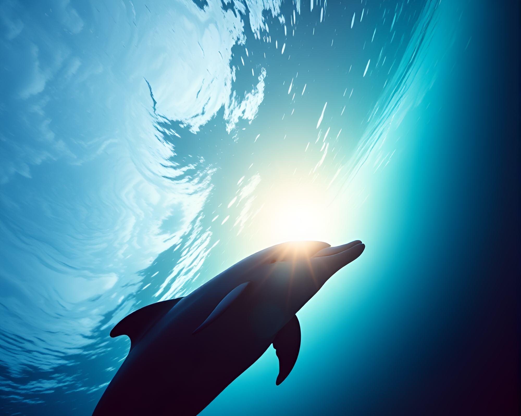 Dolphin Jumping Through Golden Negative Space – free AI stock image