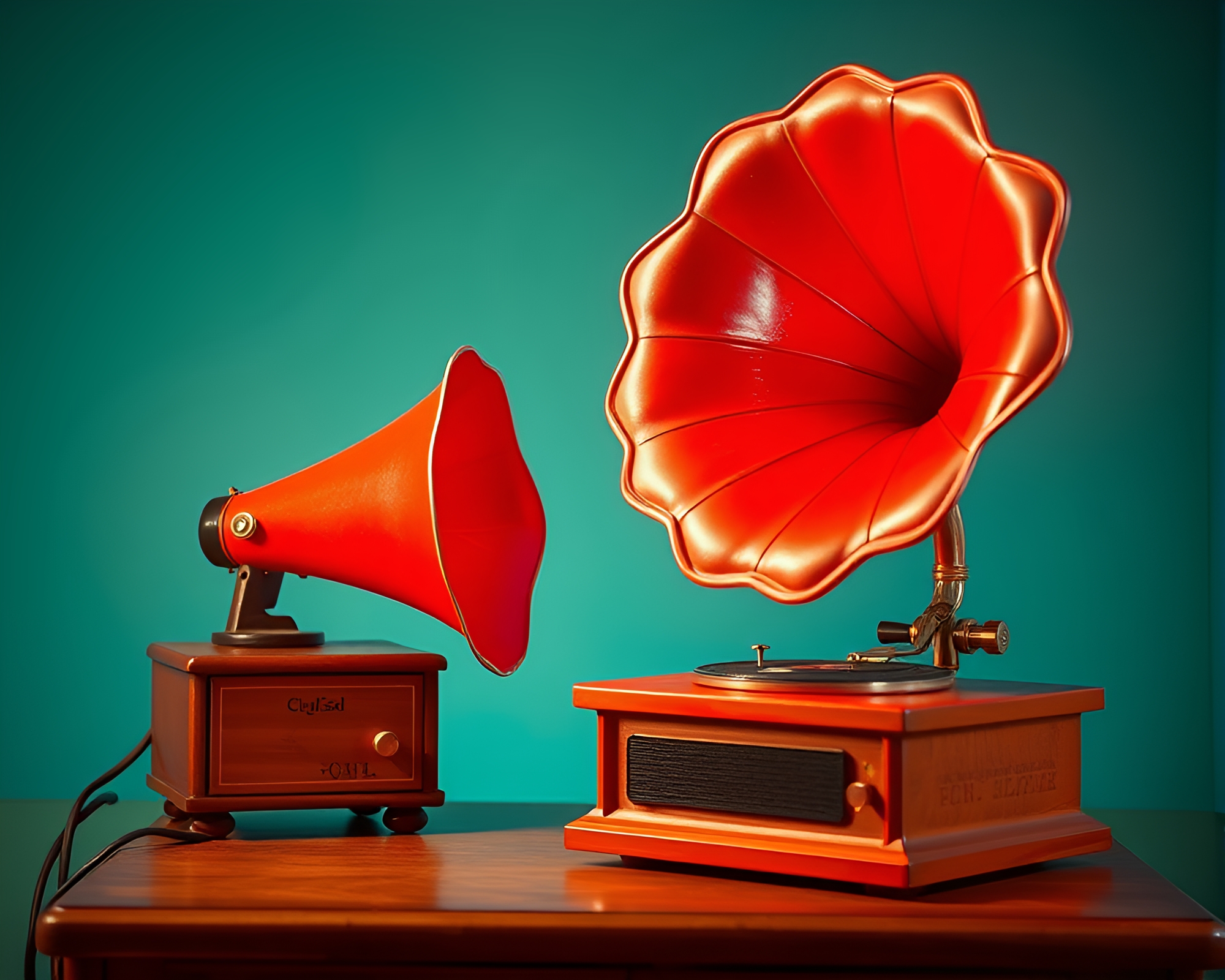 Steampunk Gramophone in Analogous Colors – free AI stock image