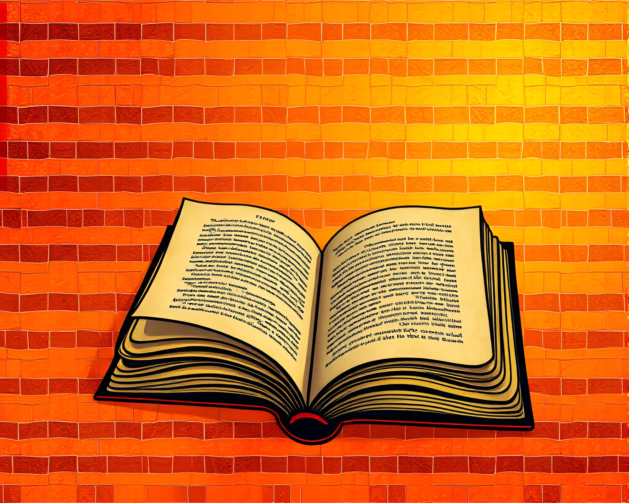 Golden Sunset Enchanted Book Mosaic Pattern – free AI stock image