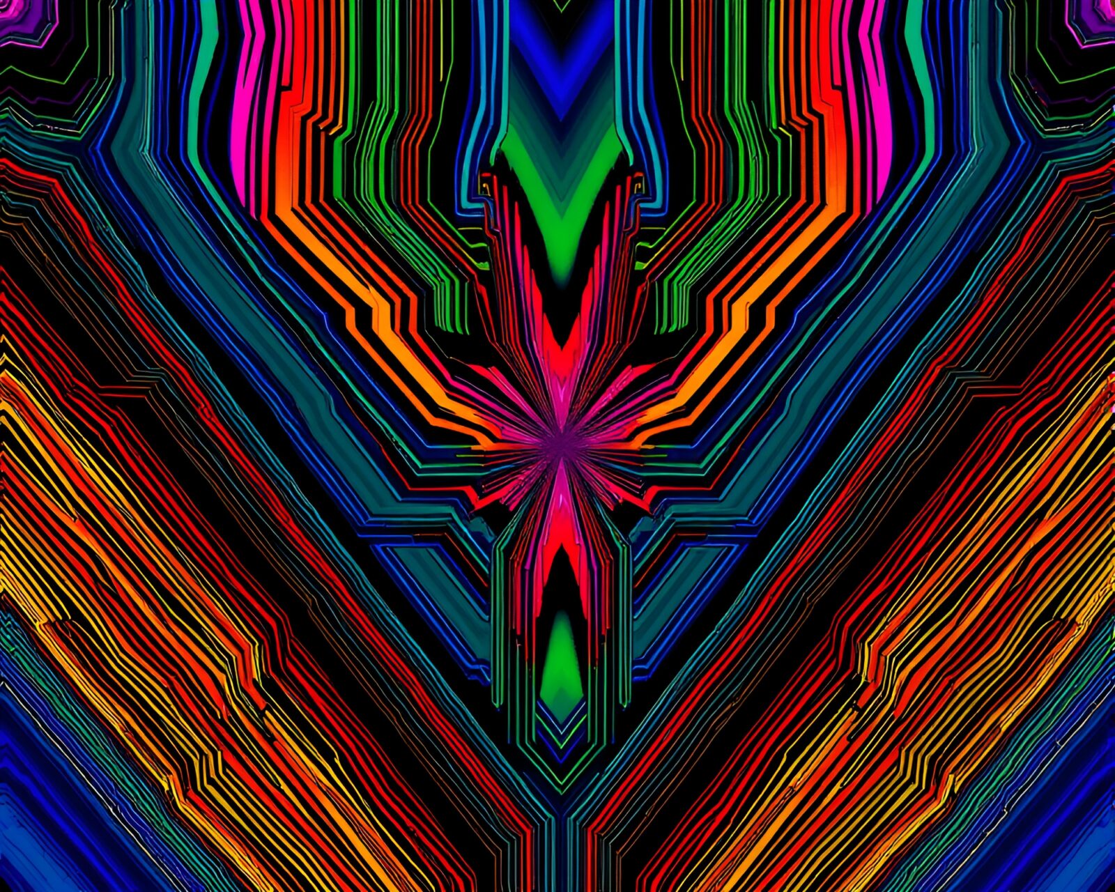 Procedural texture of bright starburst colors resembling circuit board