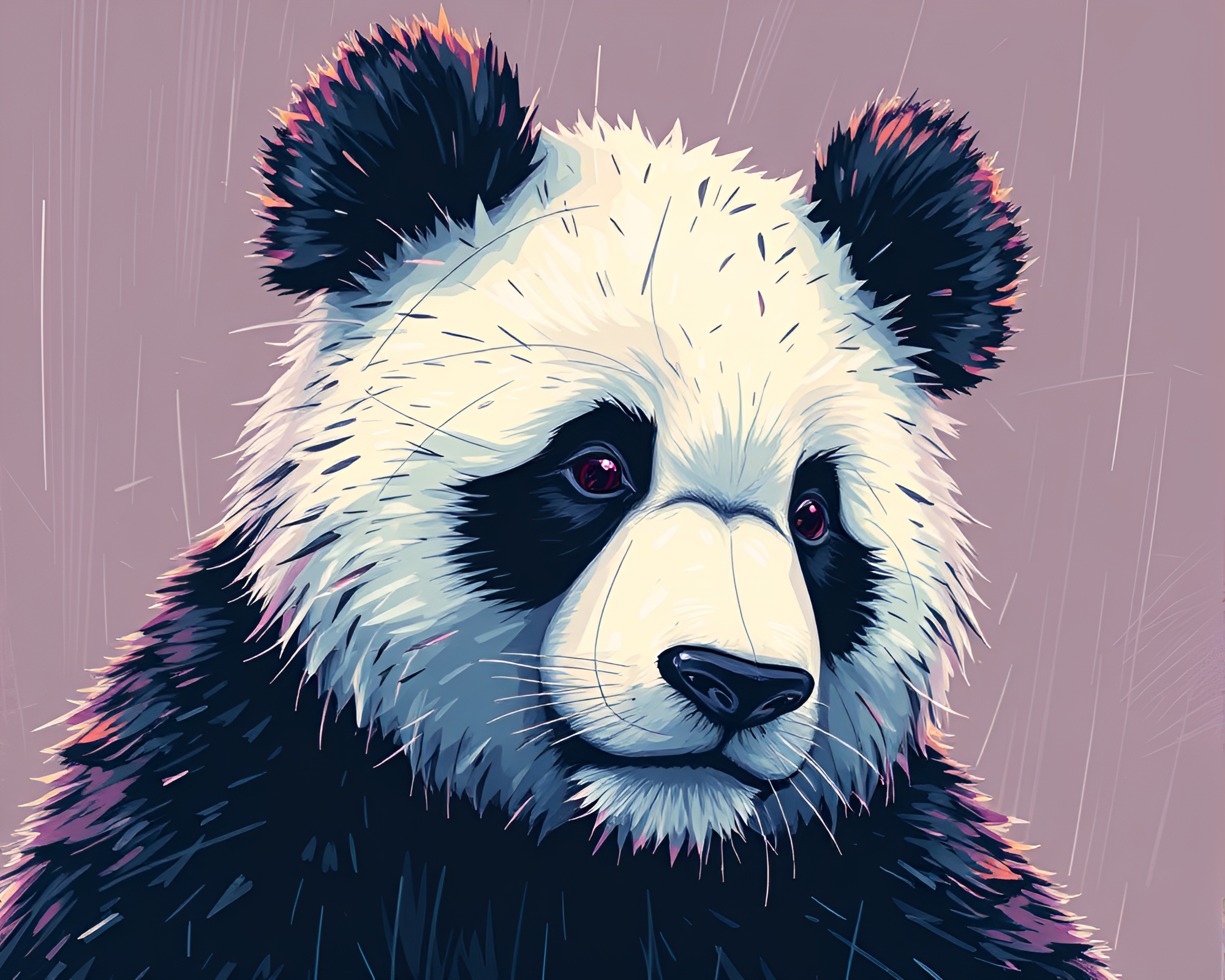 Panda in Cel-Shaded Scratch Texture Environment – free AI stock image