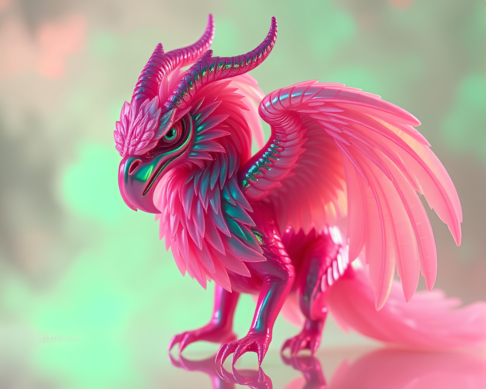 Gryphon in Soap Film Iridescence – free AI stock image