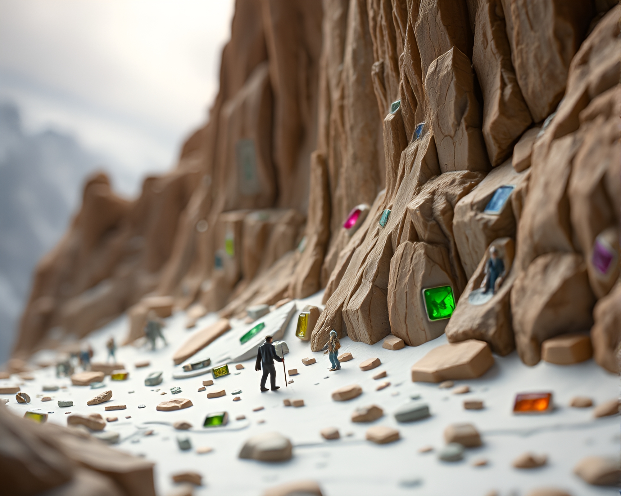 Ethereal Cliff Dancer Captured in Jewel-Tone Stop-Motion Animation – free AI stock image