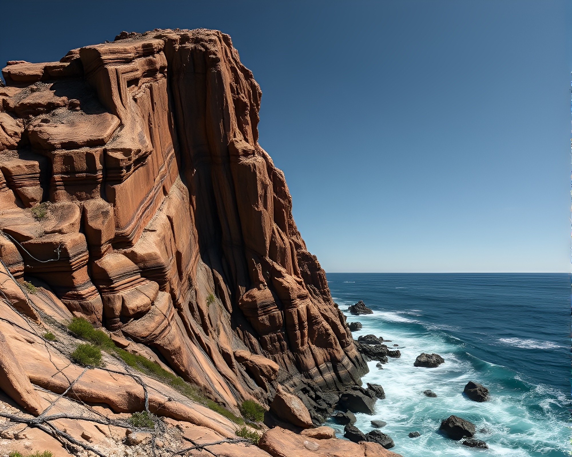 Vortex Twist Over Bronze Cliff: 16-Bit Fantasy Scene – free AI stock image