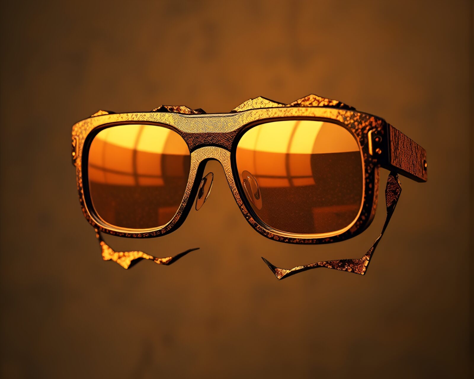 Op art style image of bronze sheen AR glasses