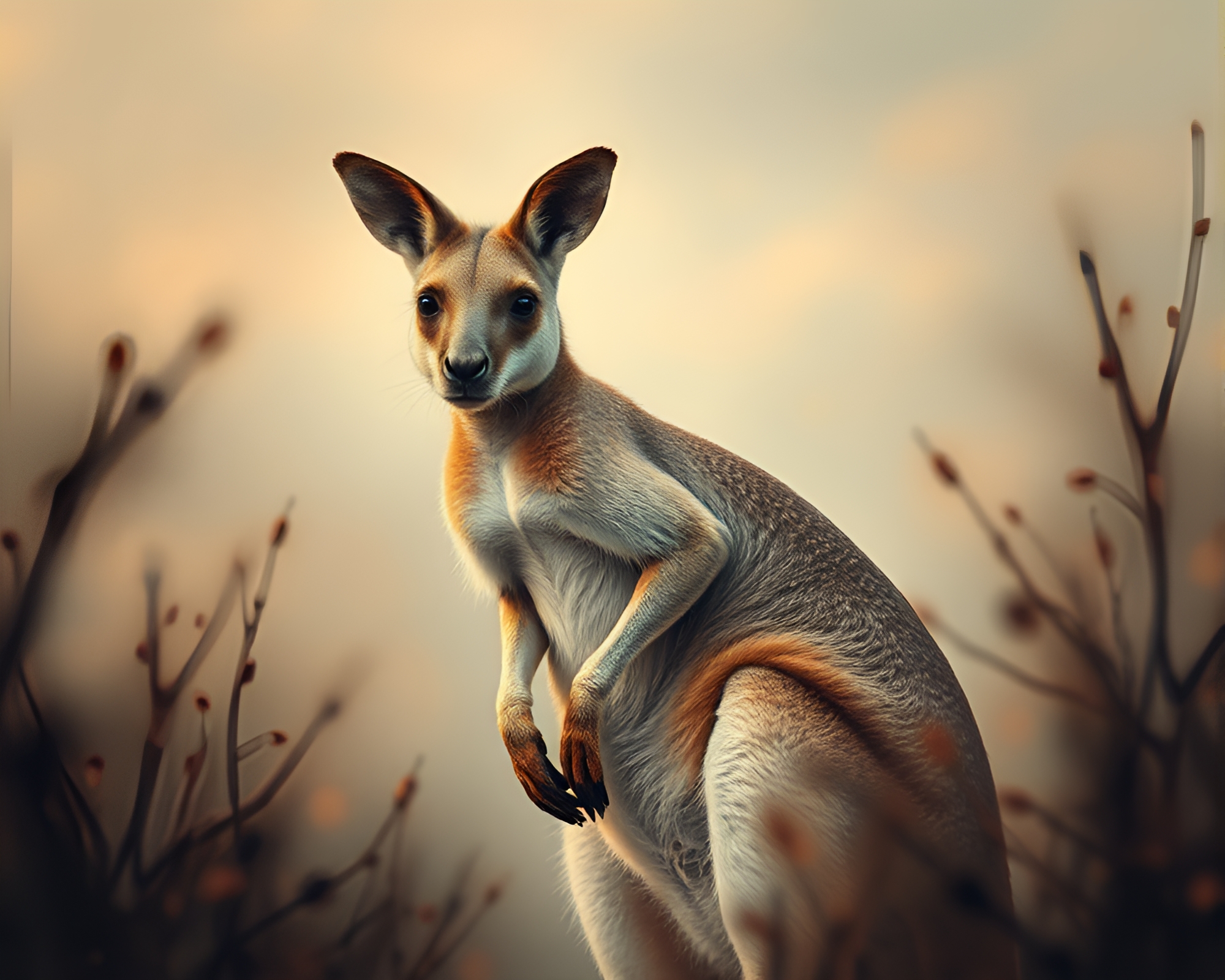 Kangaroo in Muted Pastels: Neural Style Transfer Masterpiece – free AI stock image
