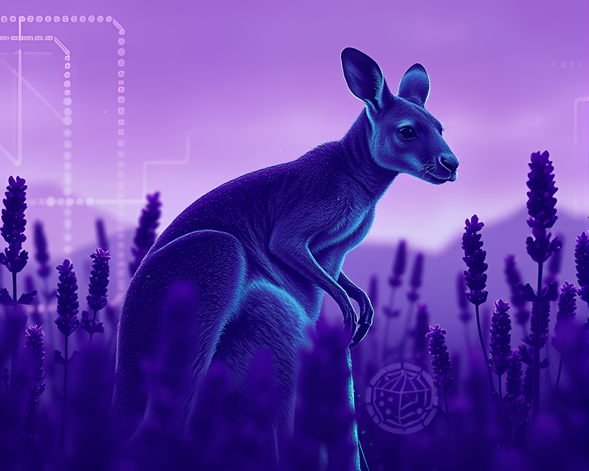 Futuristic Kangaroo in Lavender Twilight Vector Composition – free AI stock image