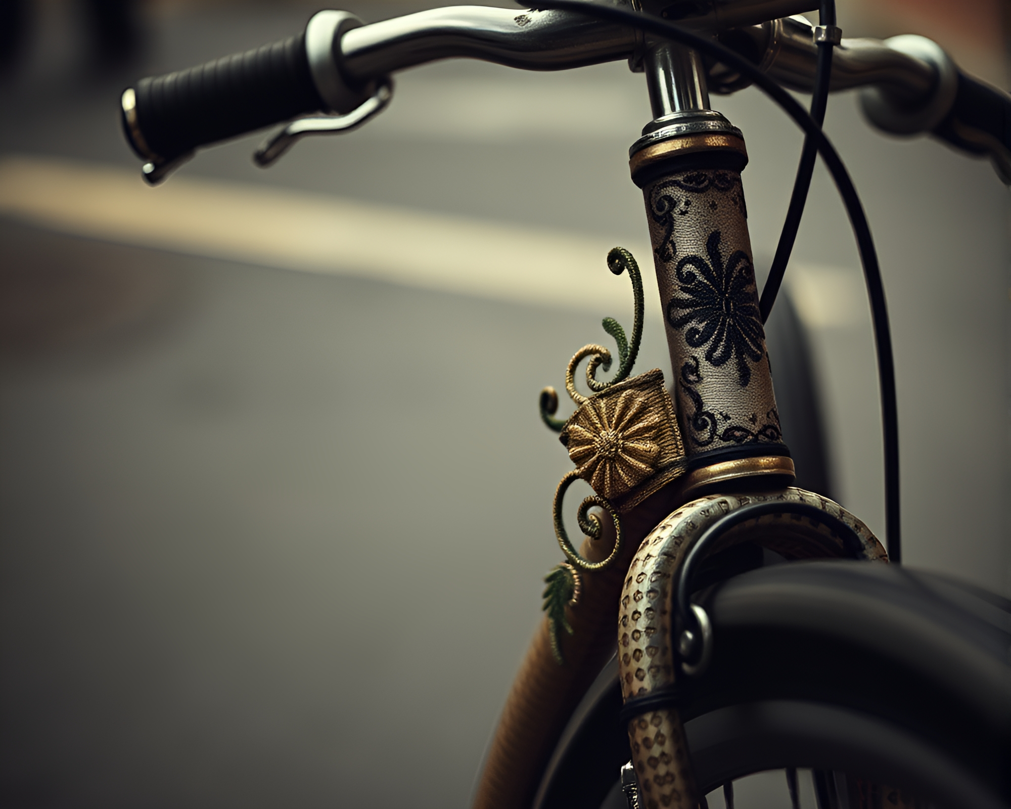 Cubist Bicycle Embroidered Detail Artwork – free AI stock image