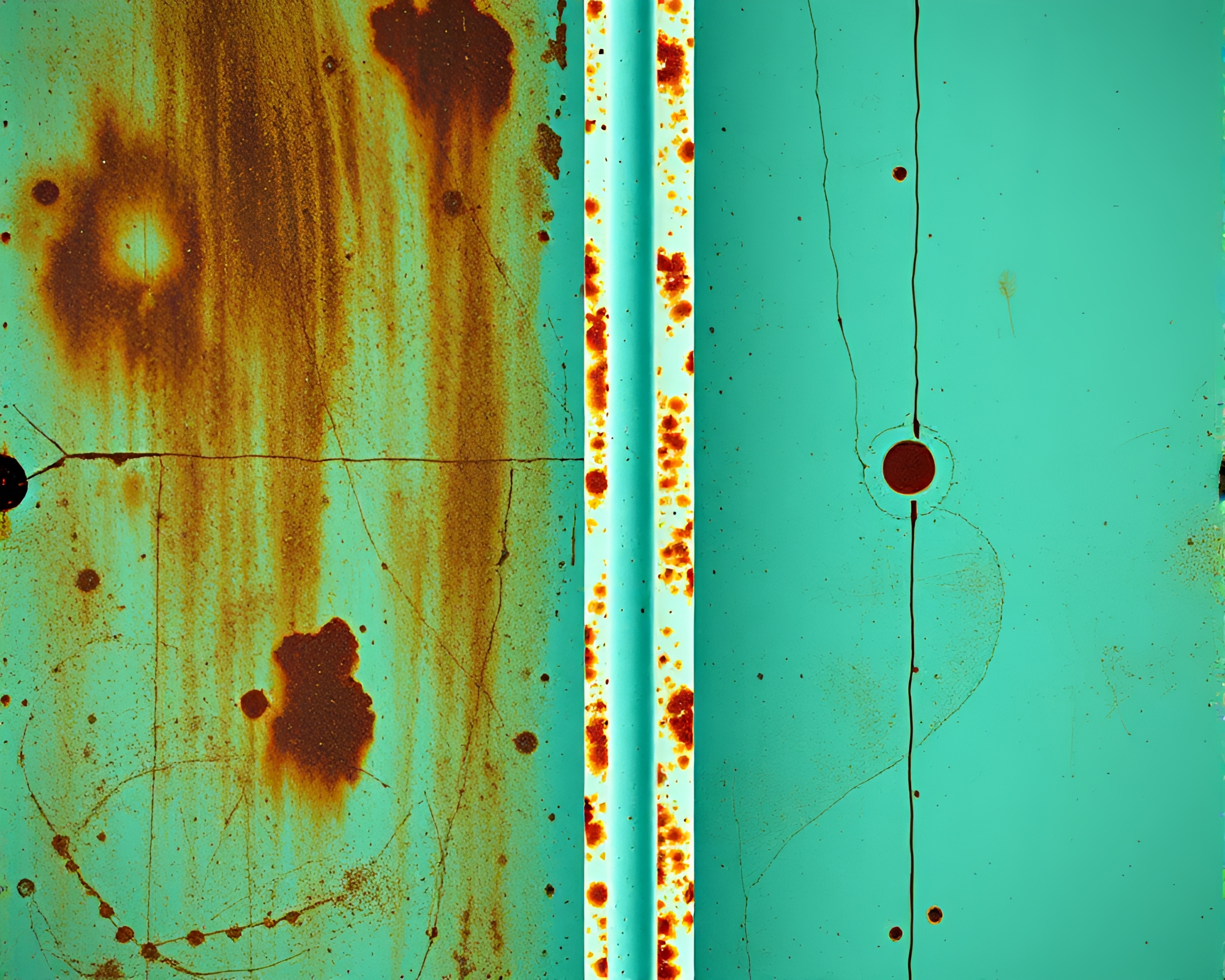 Mint Green Sword under Rust Stain Streaks Tenebrism – free AI stock image