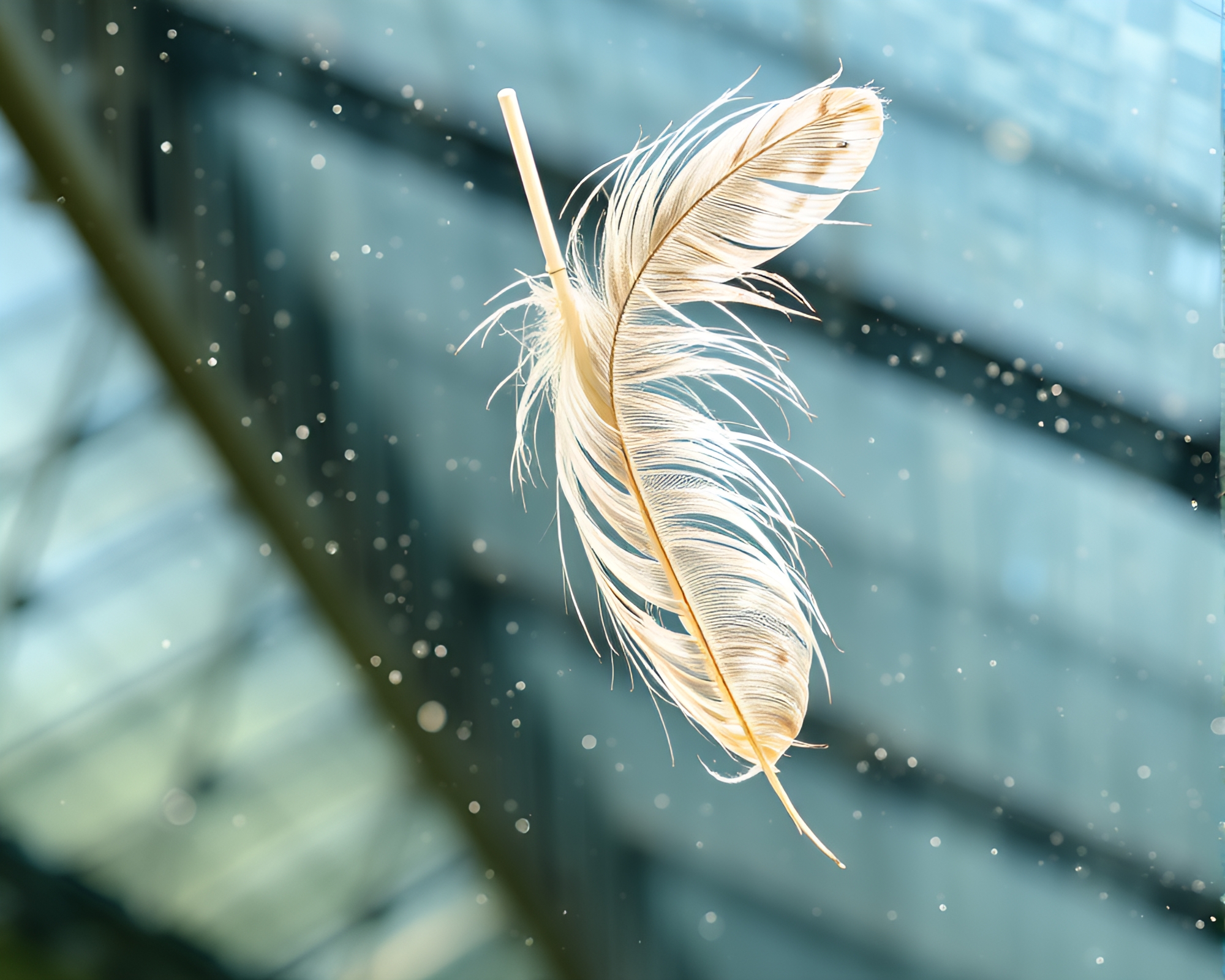 Ethereal Feather Dusting in Captivating Glass Greenhouse – free AI stock image