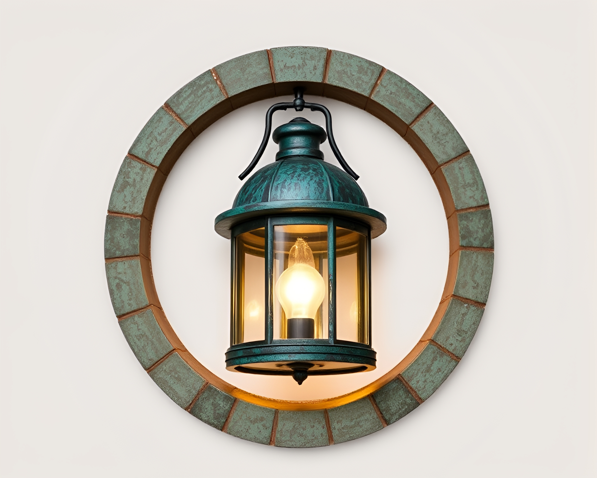 Copper Stone Circle Illuminated by Library Lamp Light – free AI stock image
