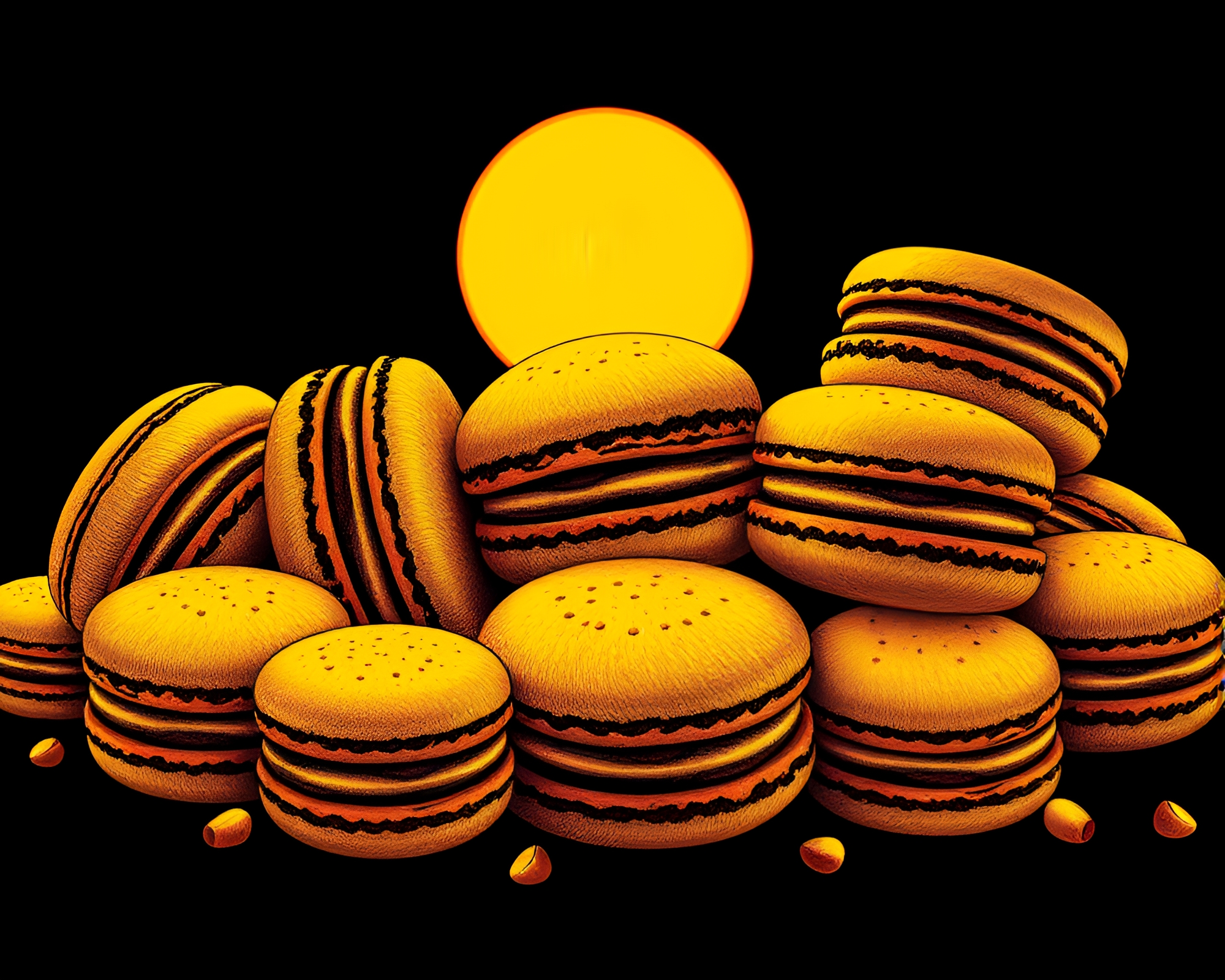 Intricate Macaron Engravings at Golden Hour in ASCII Art – free AI stock image