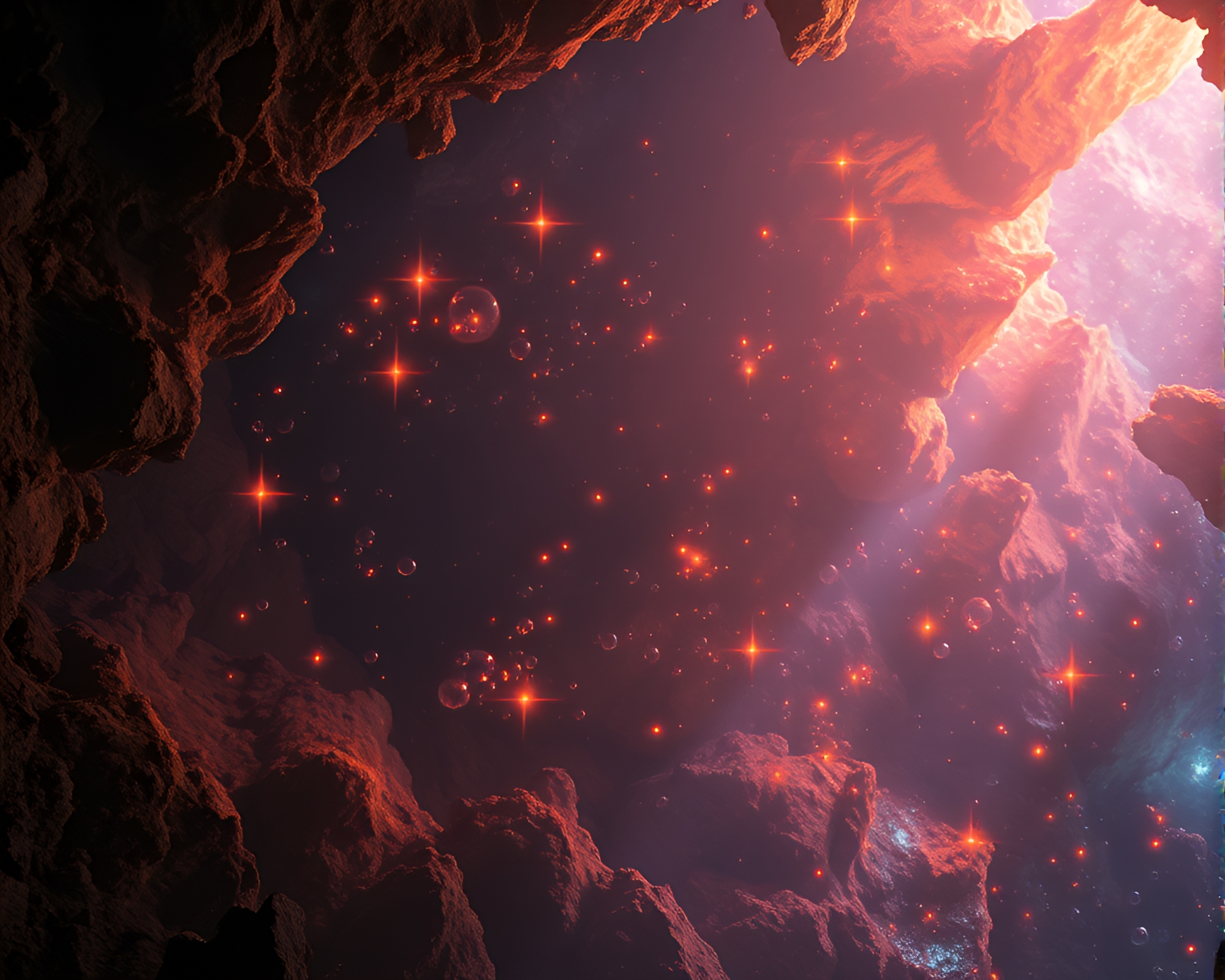 Enigmatic Bubble Cluster Cave Painting – free AI stock image