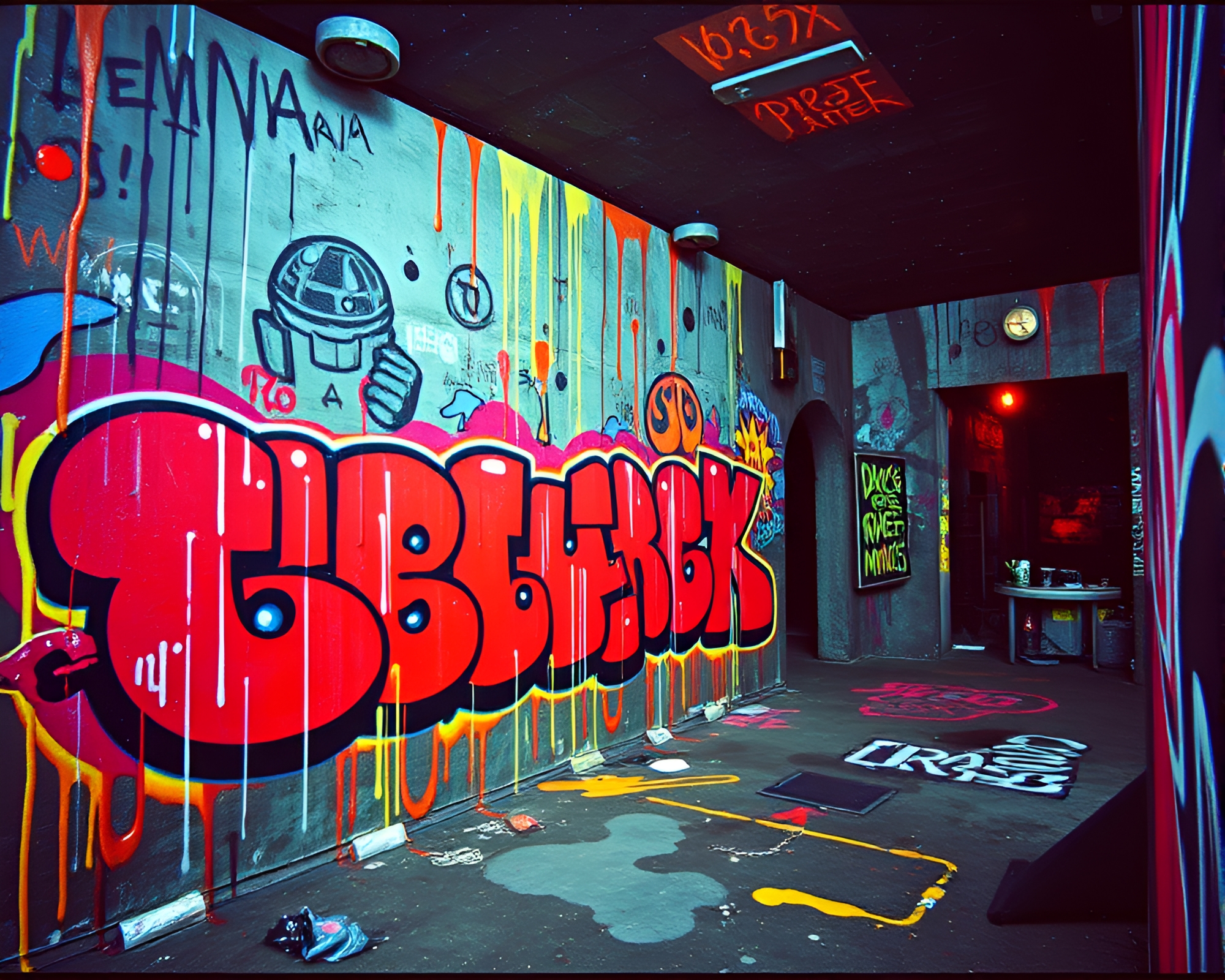 Galactic Habitat: Op Art Graffiti Drips – free AI stock image
