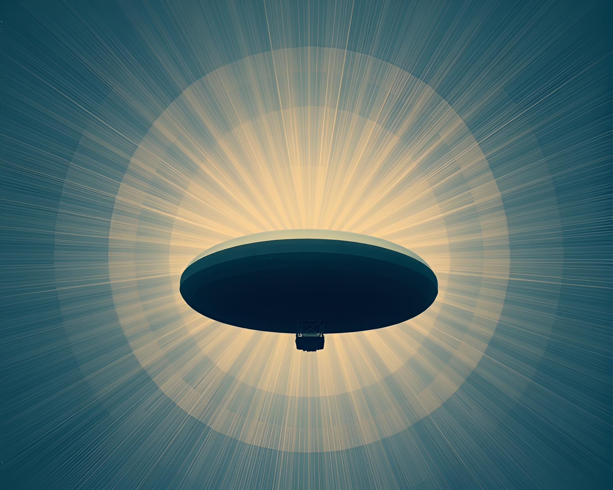 Majestic Zeppelin in Radial Symmetry Over Earth-Toned Landscape – free AI stock image