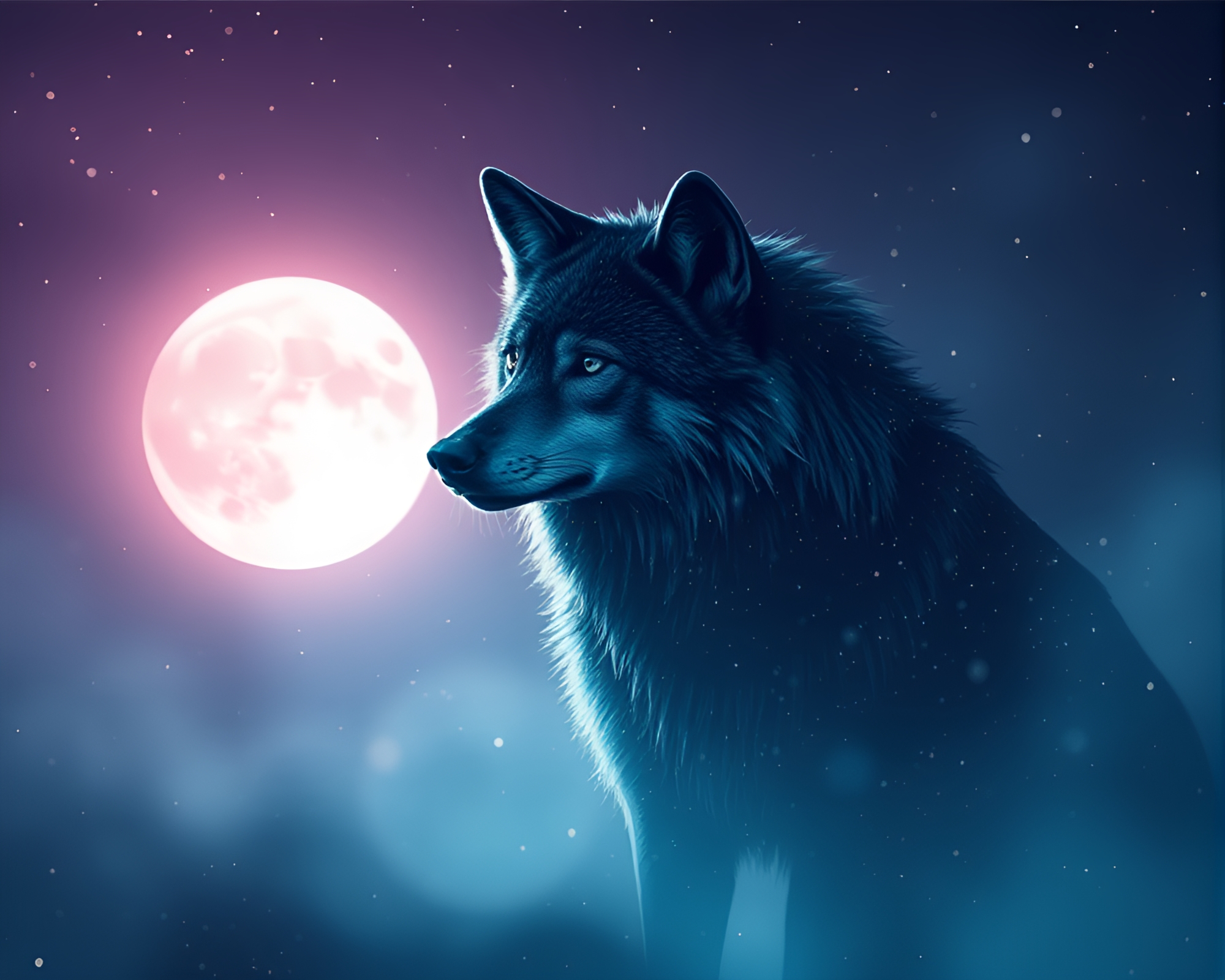 Moonlit Wolf in Ambient Occlusion Pointillism – free AI stock image