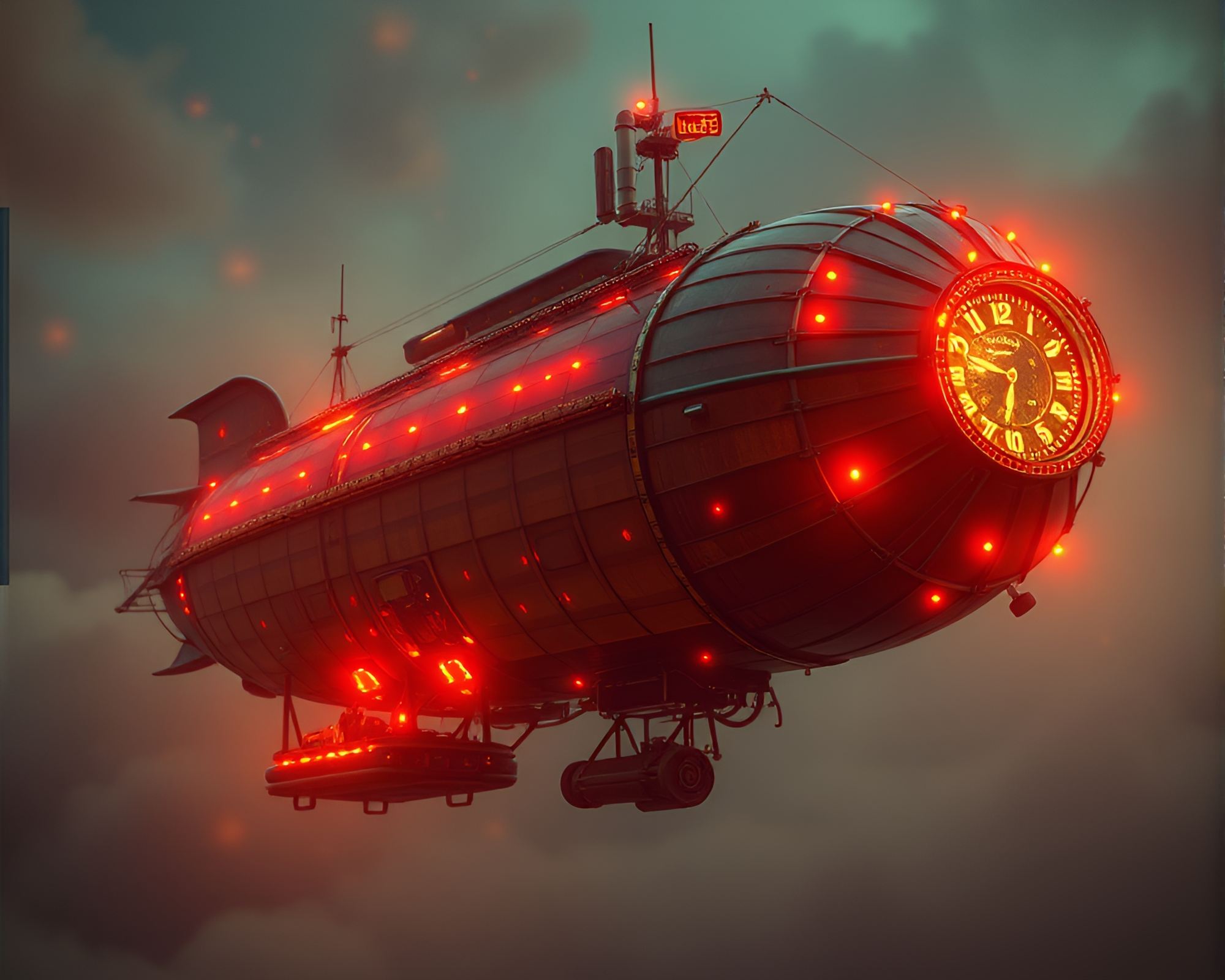 Steampunk Airship in Retro 3D – free AI stock image