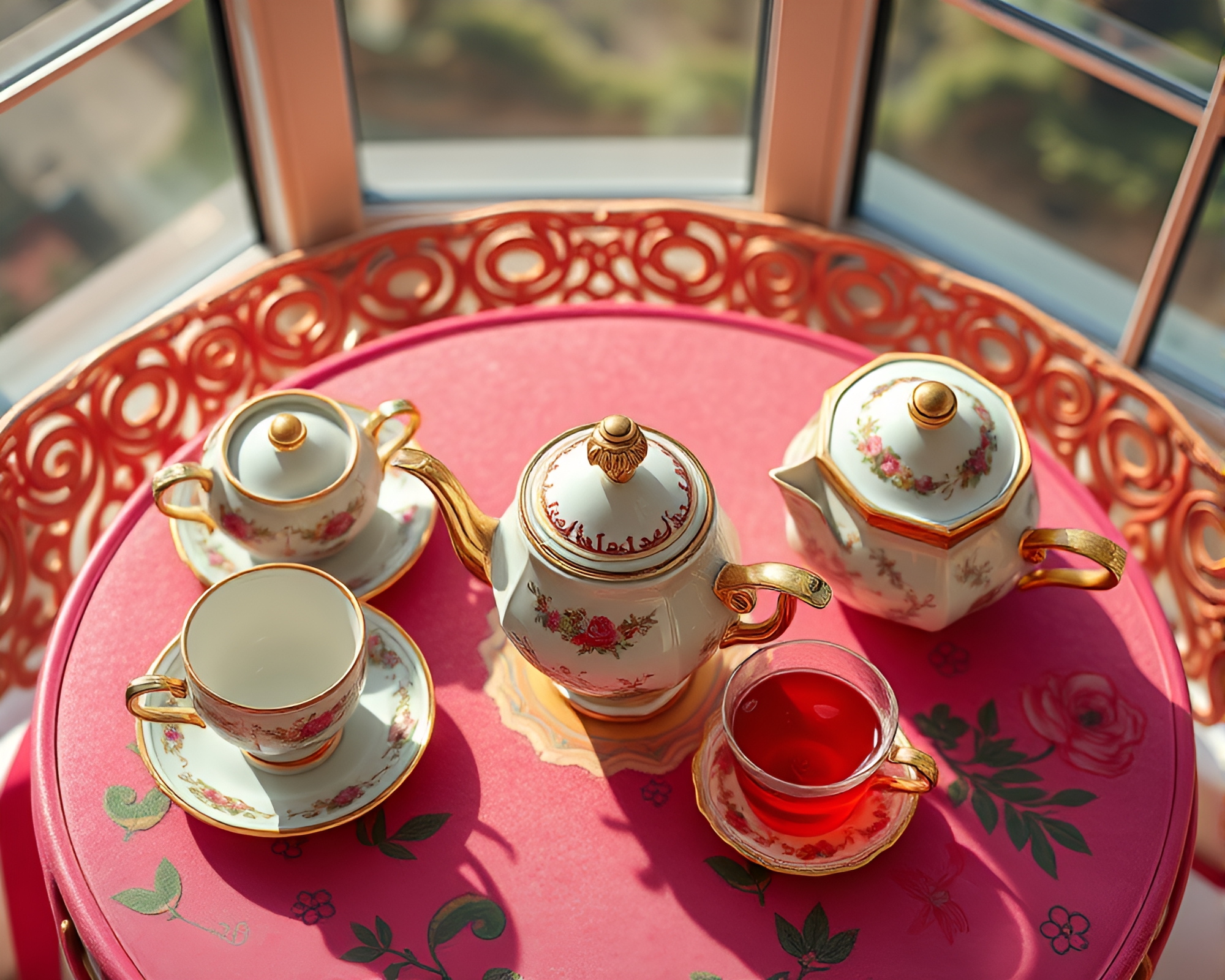 Utopian Tea Party from Above – free AI stock image