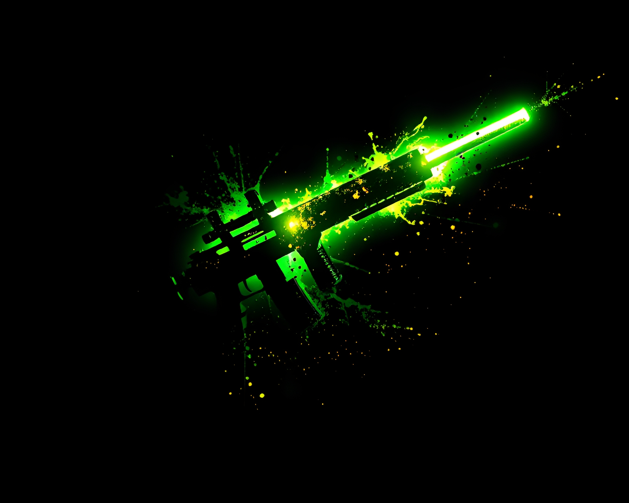Spectacular Plasma Rifle Silhouette in Splatter Art Style – free AI stock image