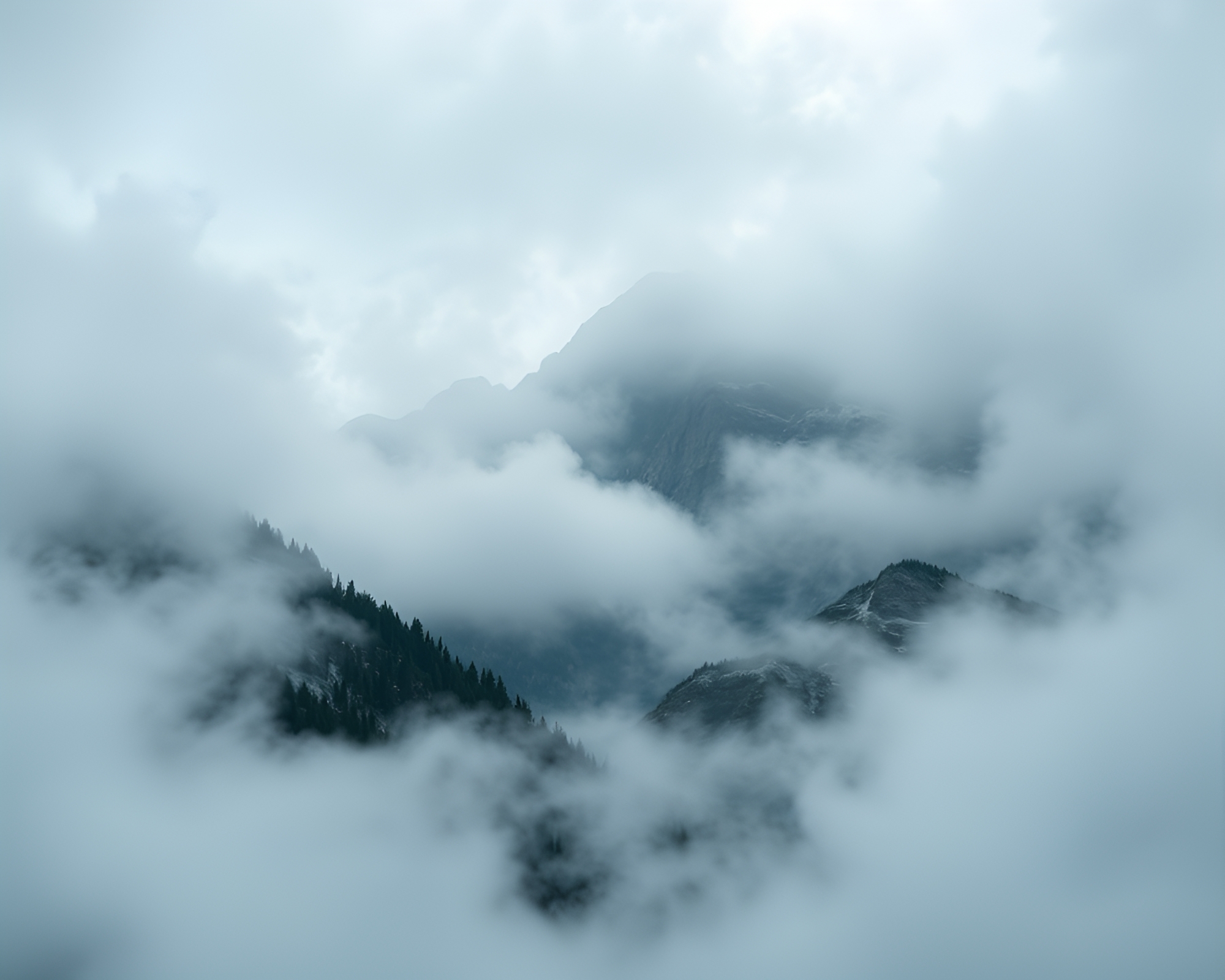 Ethereal Mountain Serenity in Stereoscopic Frame Dimensions – free AI stock image