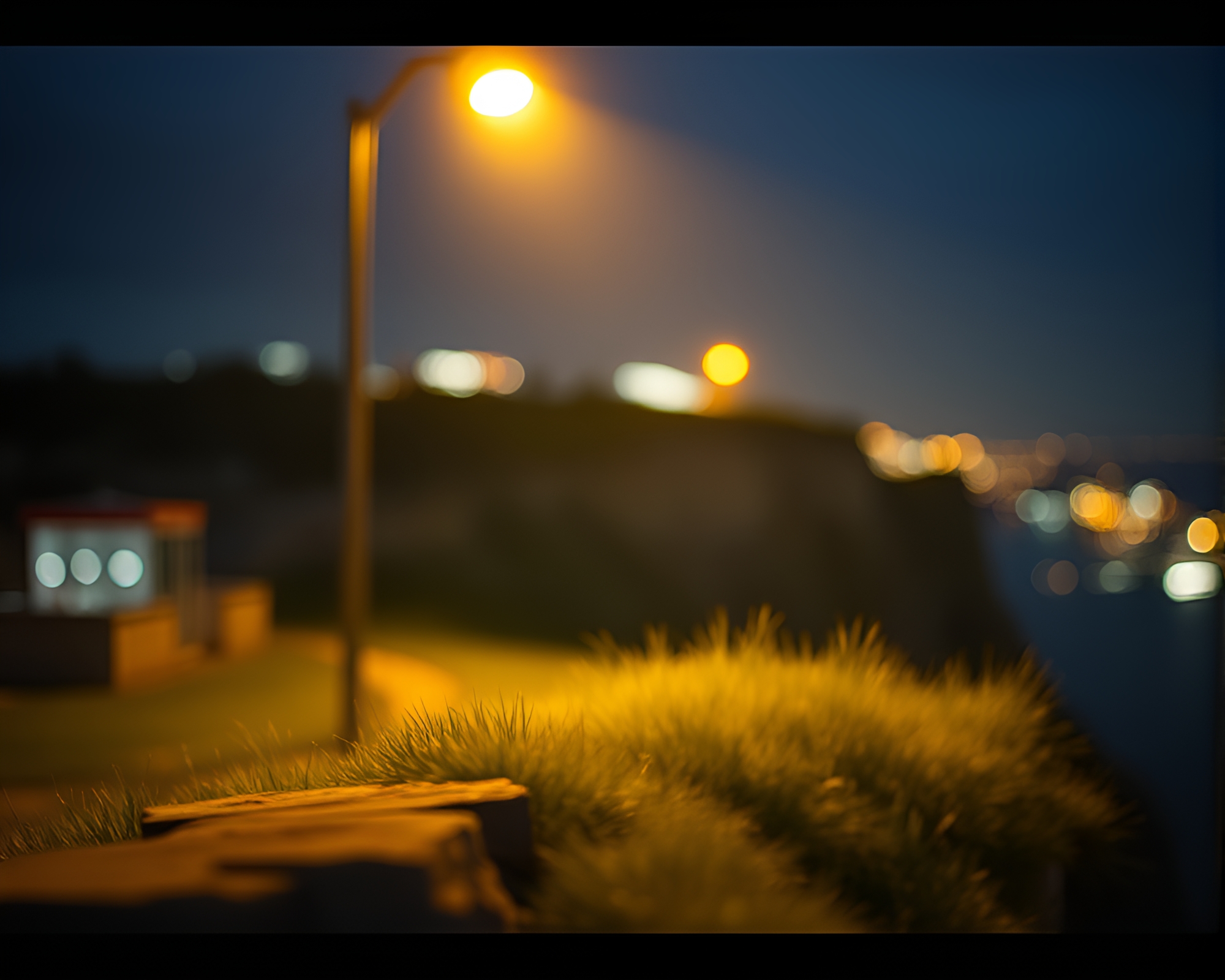 Comic-style cliff in streetlamp glow – free AI stock image