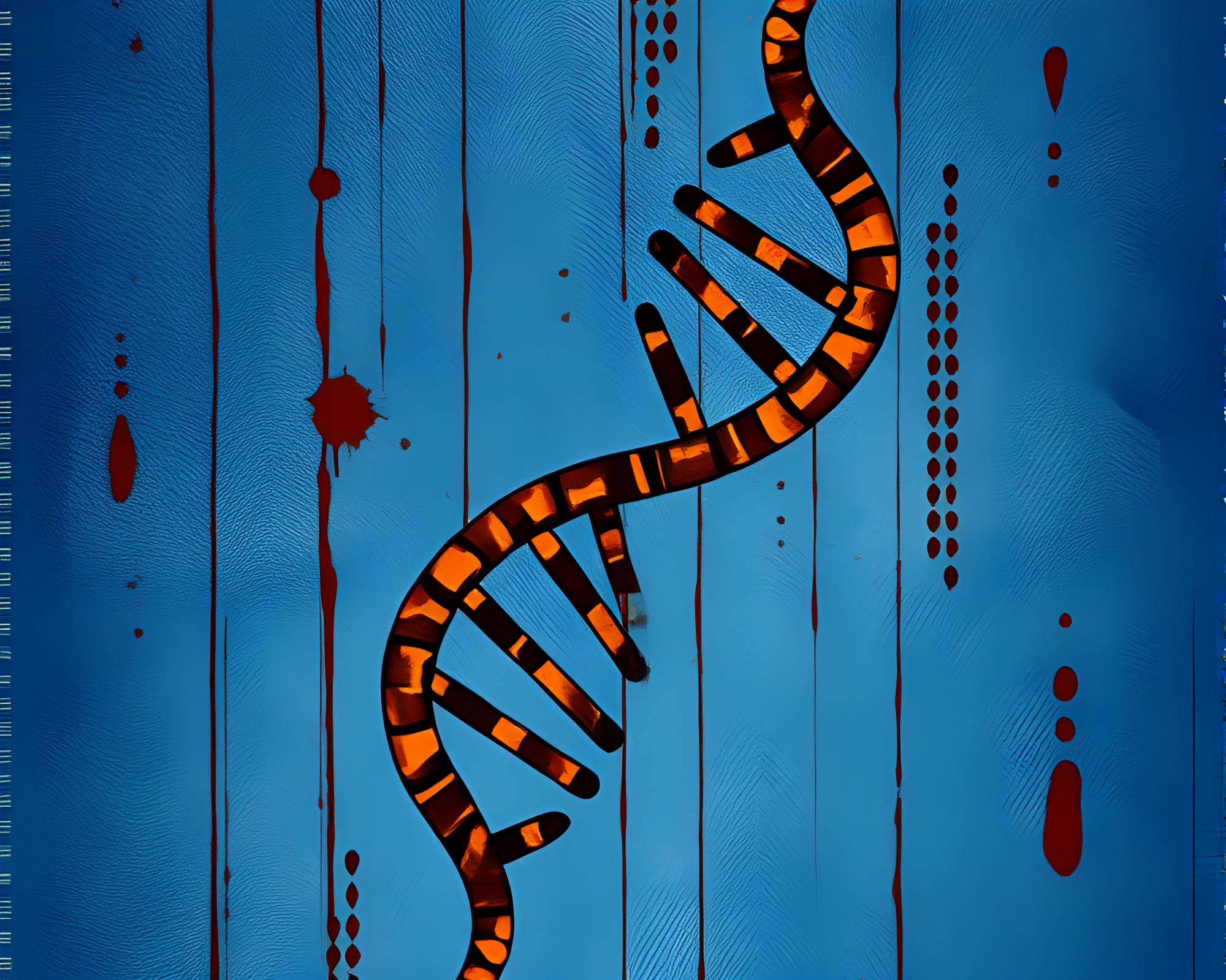 Faded Denim DNA Helix Pointillism Art – free AI stock image