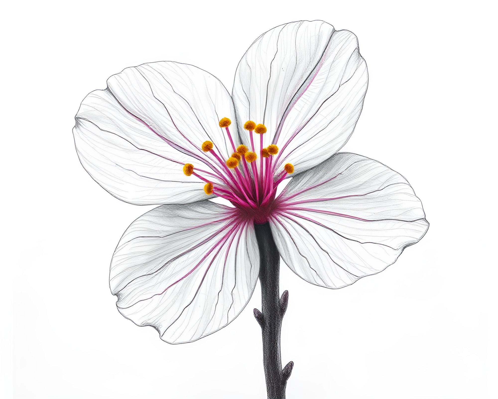 Enchanting Spring Blossom Pencil Sketch Composition – free AI stock image