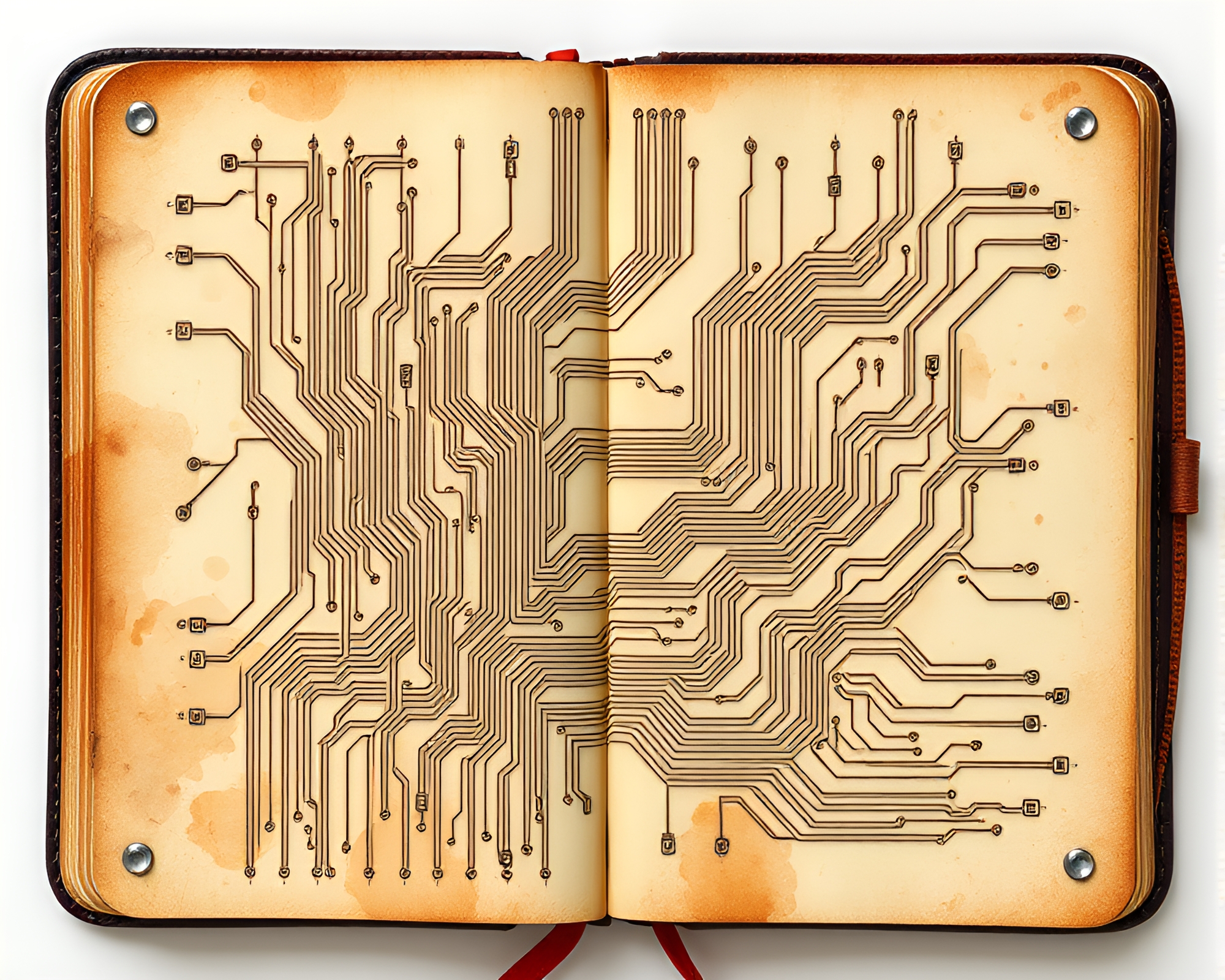 Futuristic Diary Entry on Circuit Board Background – free AI stock image