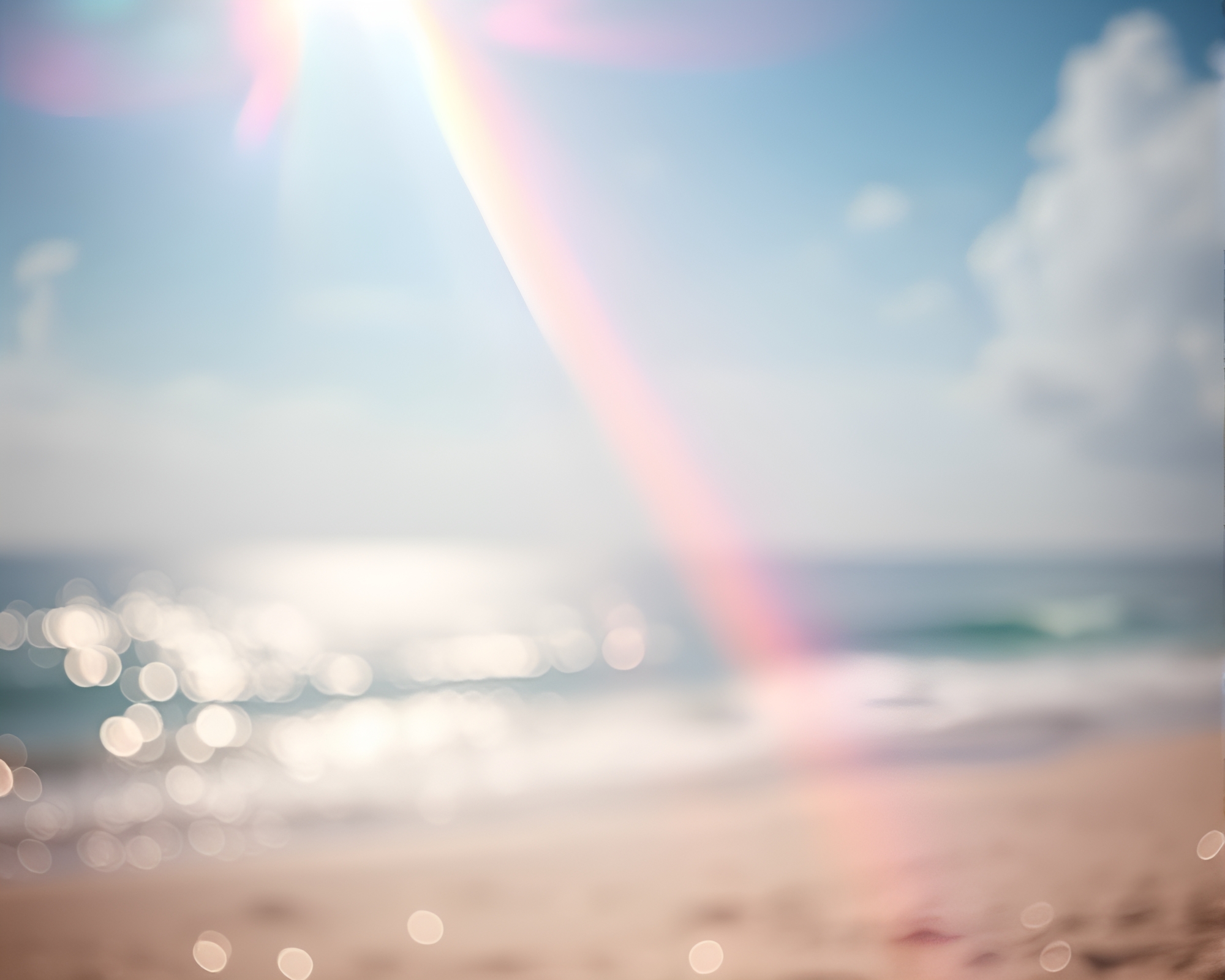 Vibrant Rainbow Refraction at Summer Beach Scene – free AI stock image