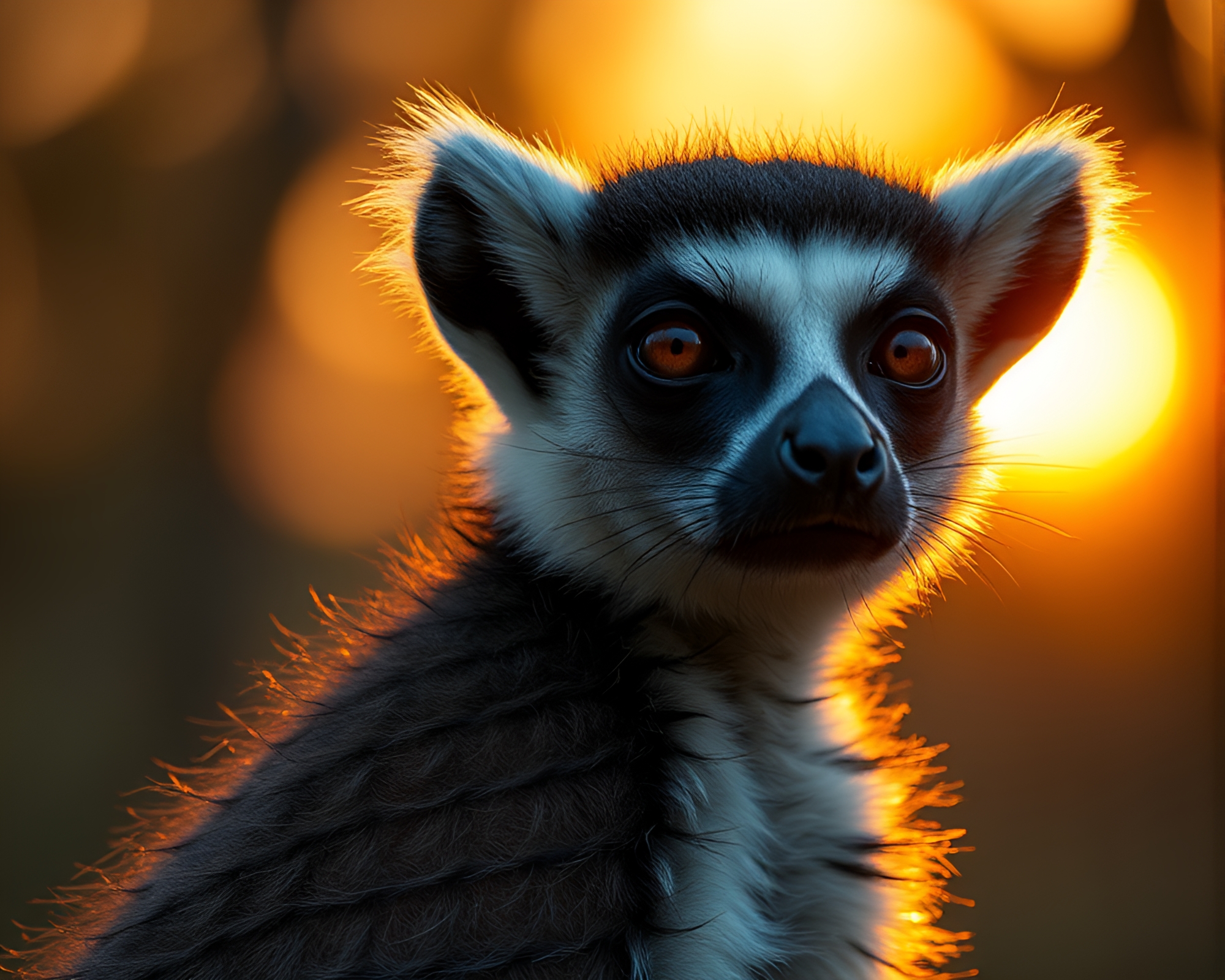 Glamorous Lemur in Golden Hour Dusk: Fashion Illustration – free AI stock image