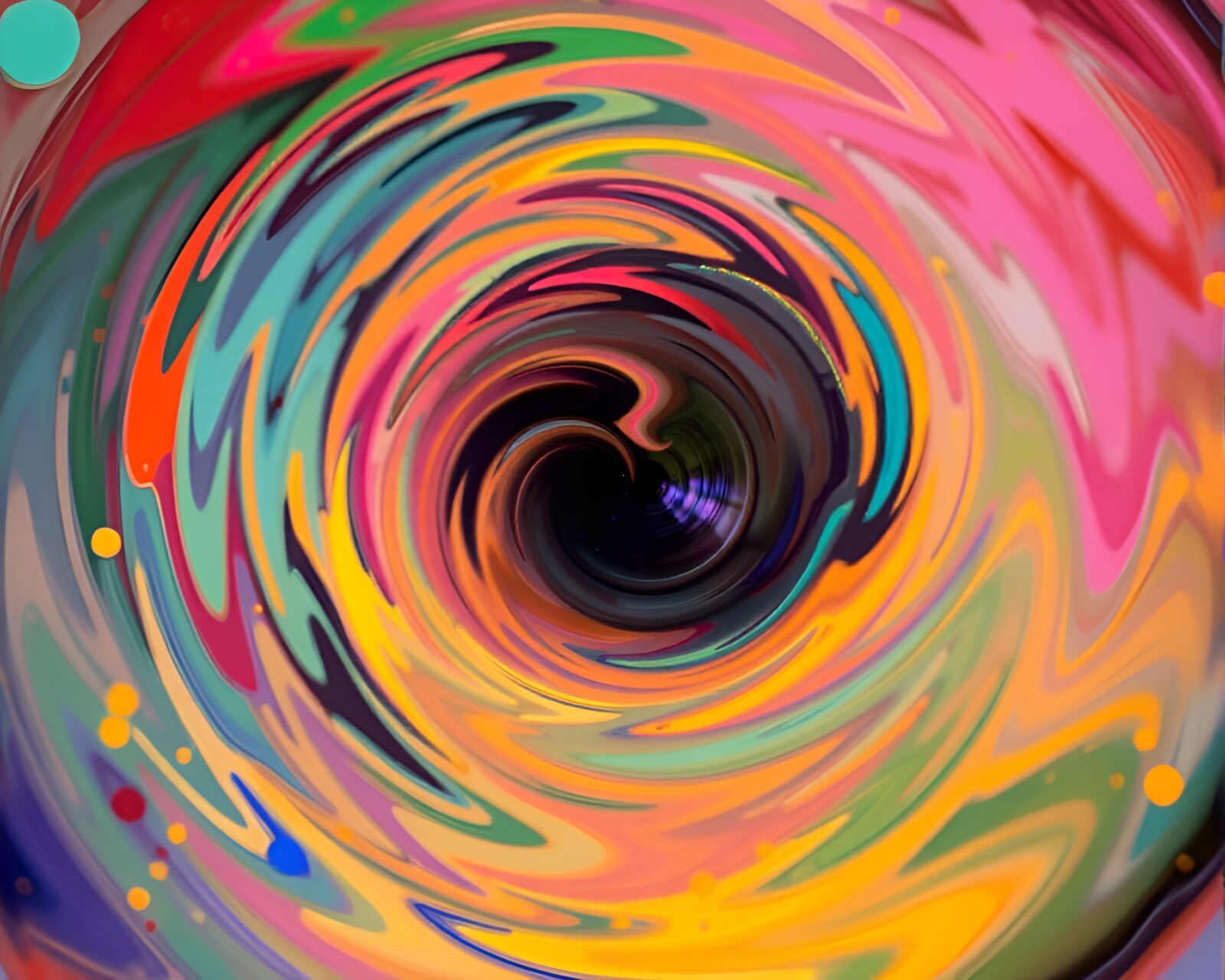 Colorful lens distortion swirl atop a serene plateau landscape