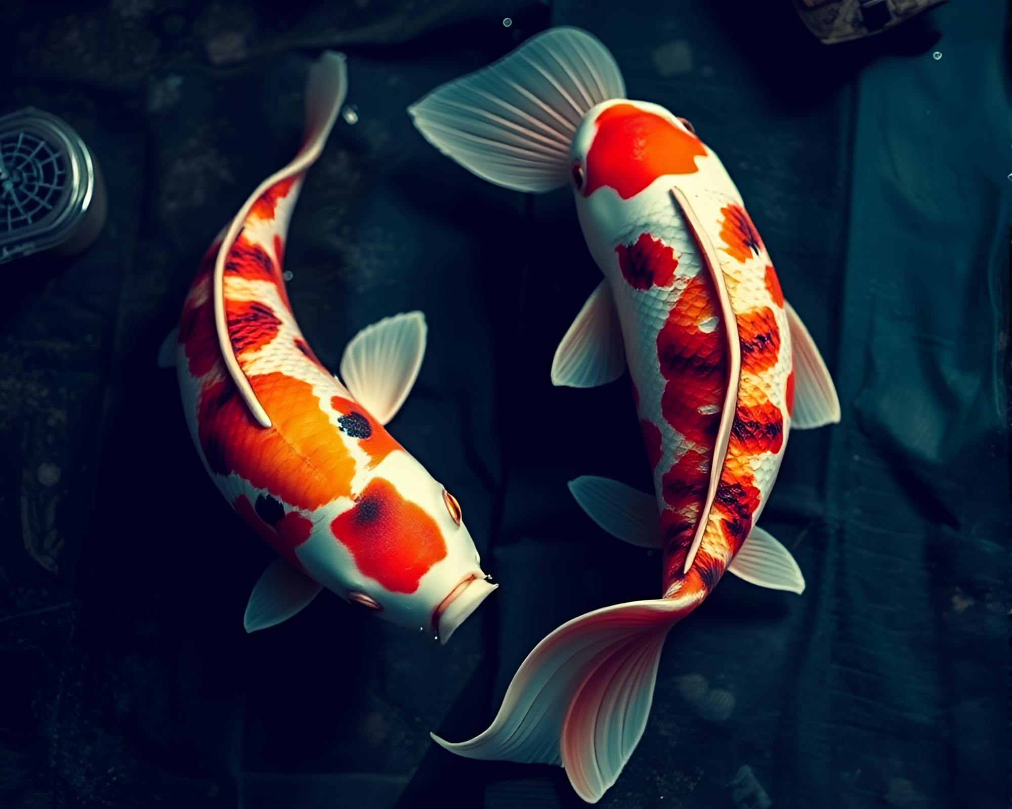 Tranquil Koi Pond with Vignette Style – free AI stock image